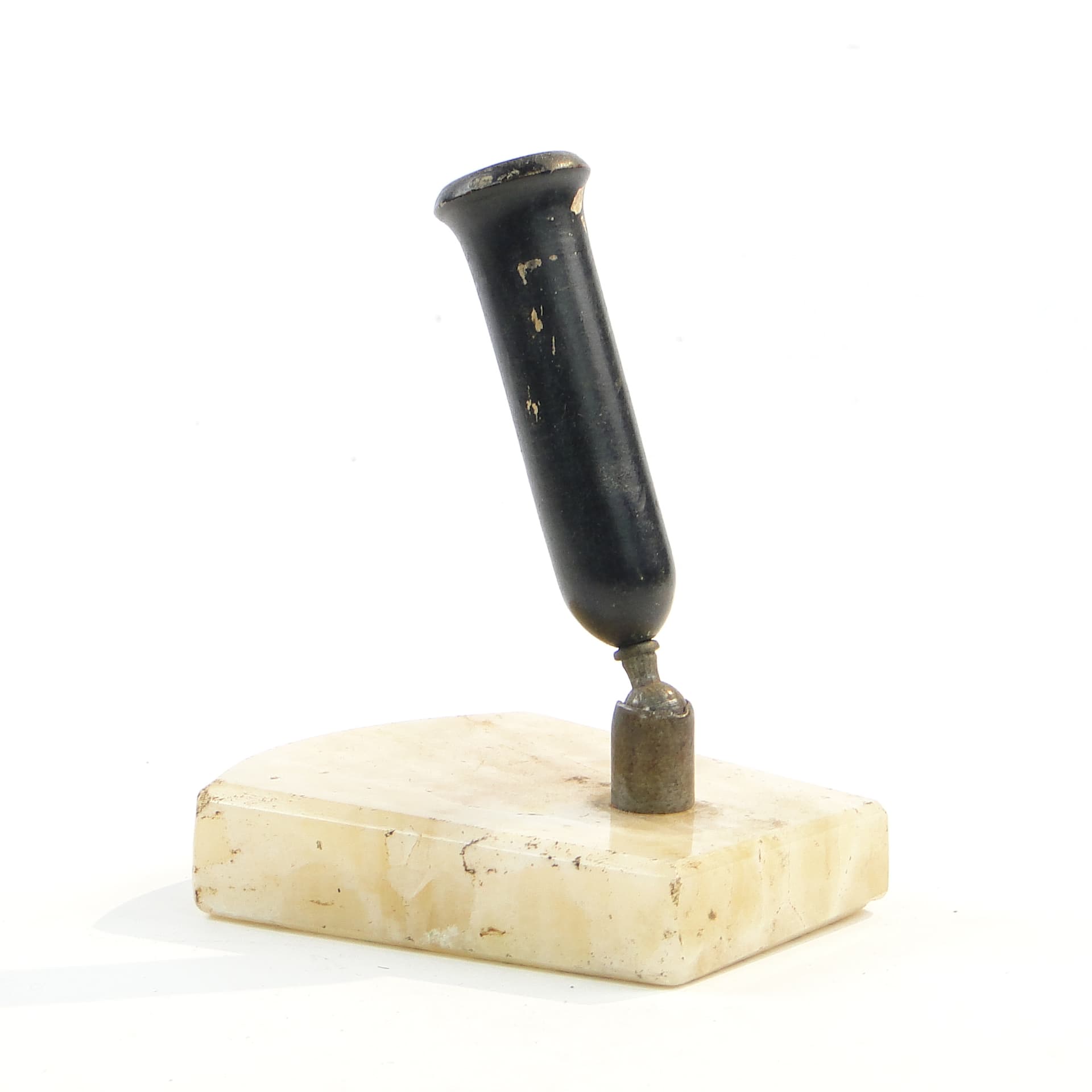 Pen holder, Art Deco, beige marble, black metal, Germany, 1930s. - 97699