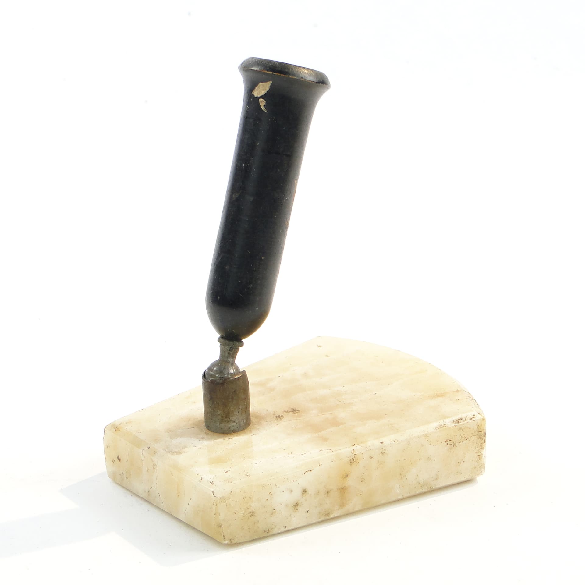 Pen holder, Art Deco, beige marble, black metal, Germany, 1930s. - 97700