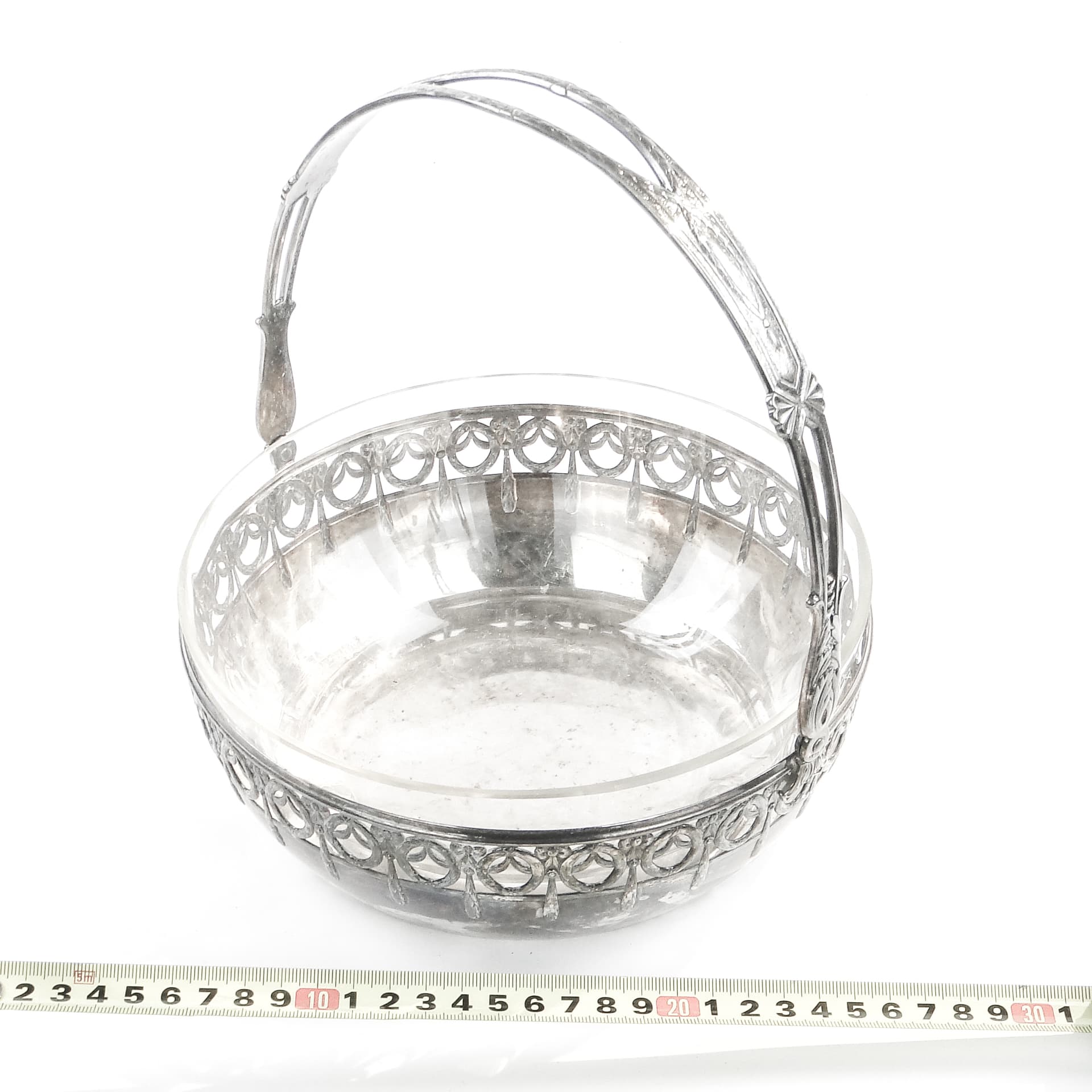 Kosz na owoce, secesja, mosiądz srebrzony, WMF, Niemcy, początek XX w. - 97711