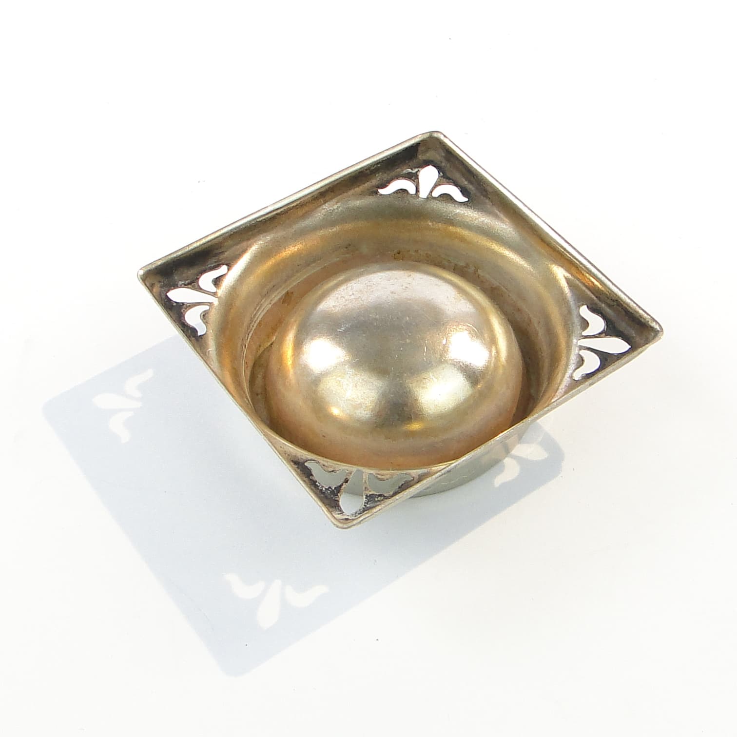 Solniczka Art déco, mosiądz srebrzony, Wielka Brytania, lata 50. - 97796