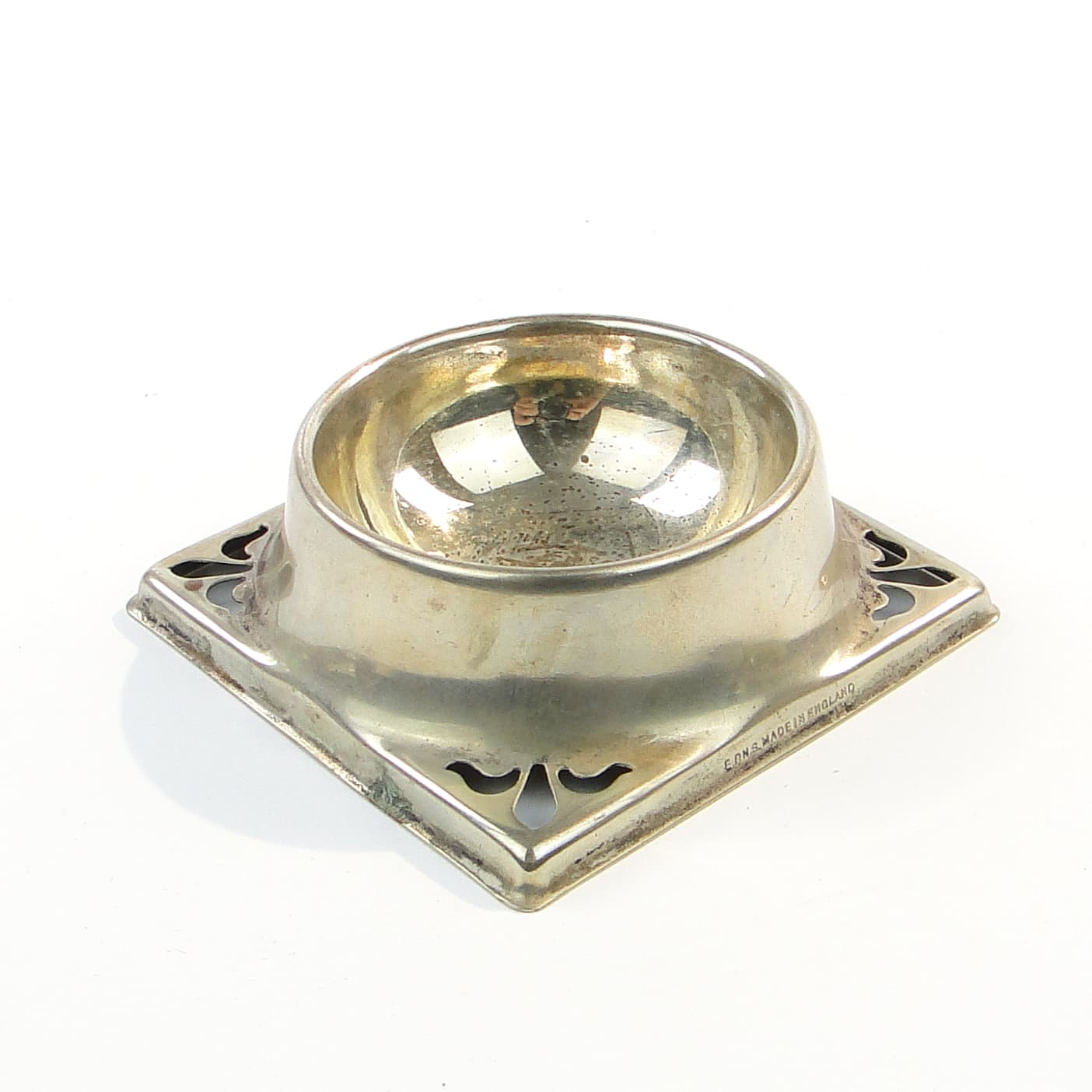 Solniczka Art déco, mosiądz srebrzony, Wielka Brytania, lata 50. - 97800