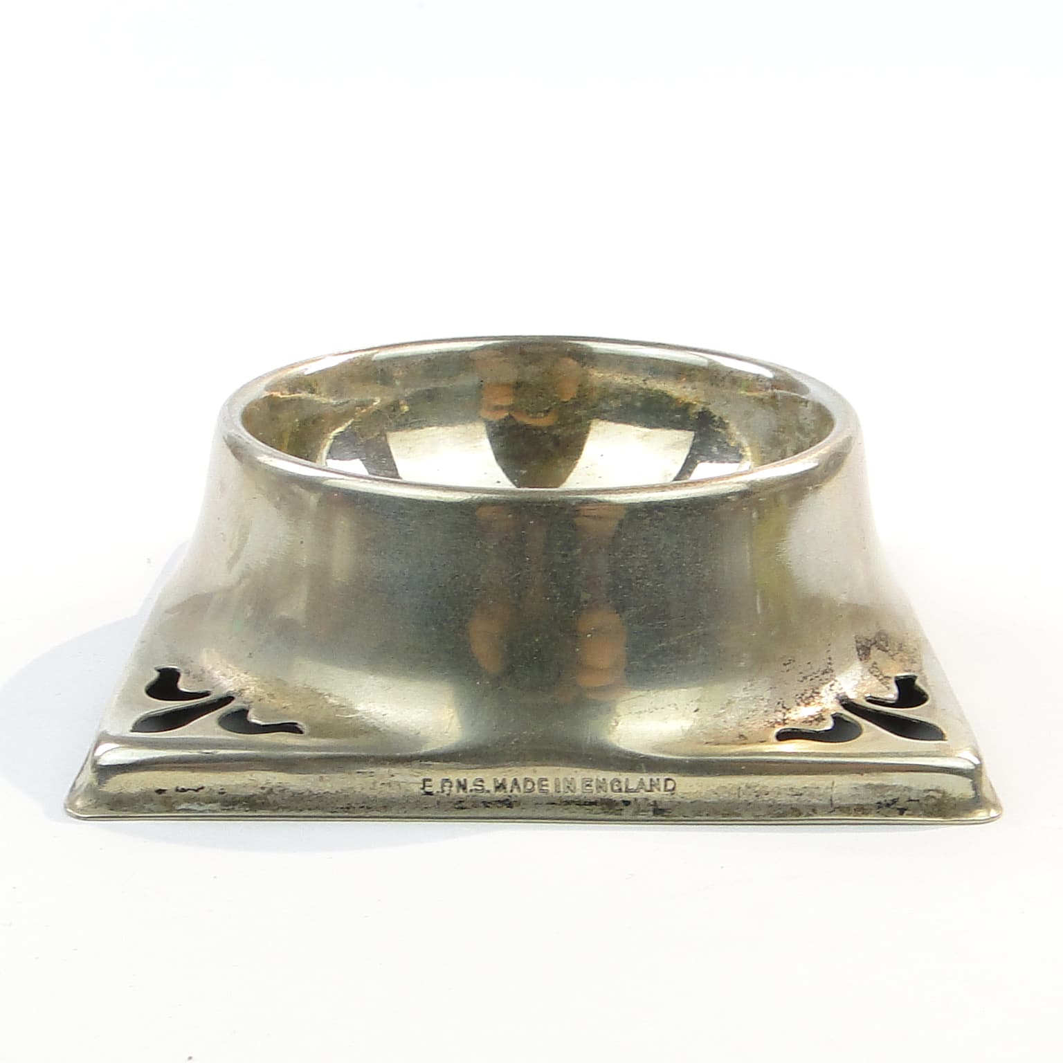 Solniczka Art déco, mosiądz srebrzony, Wielka Brytania, lata 50. - 97797