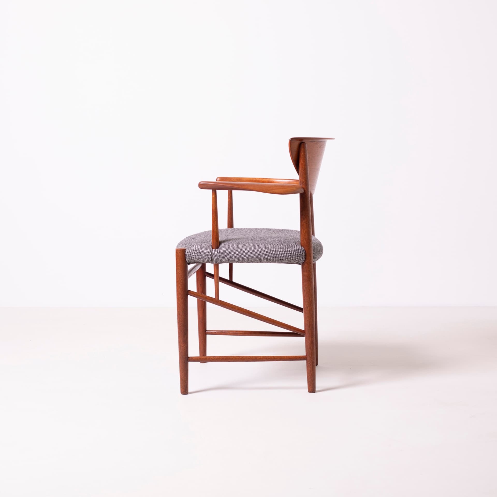 Set of four armchairs, grey wool, teak, by P. Hvidt, O. Mølgaard-Nielsen, Søborg Møbelfabrik, Denmark, 1960s. - 94671