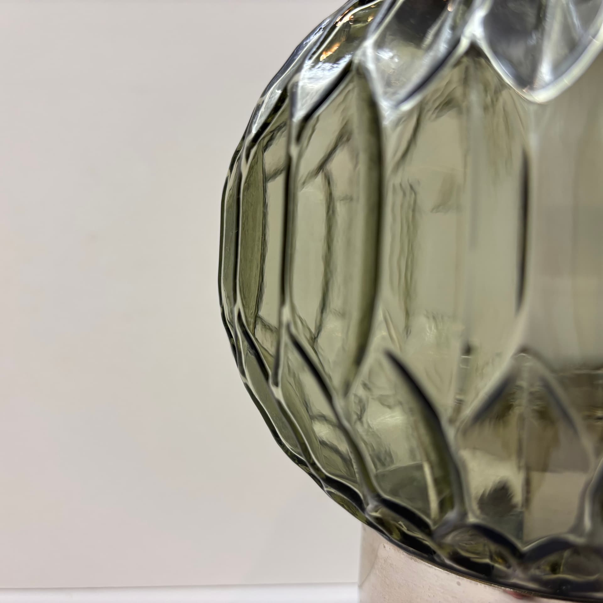 Lampka stołowa, srebrny, mosiądz chromowany, szkło, Niemcy, lata 70. - 94696