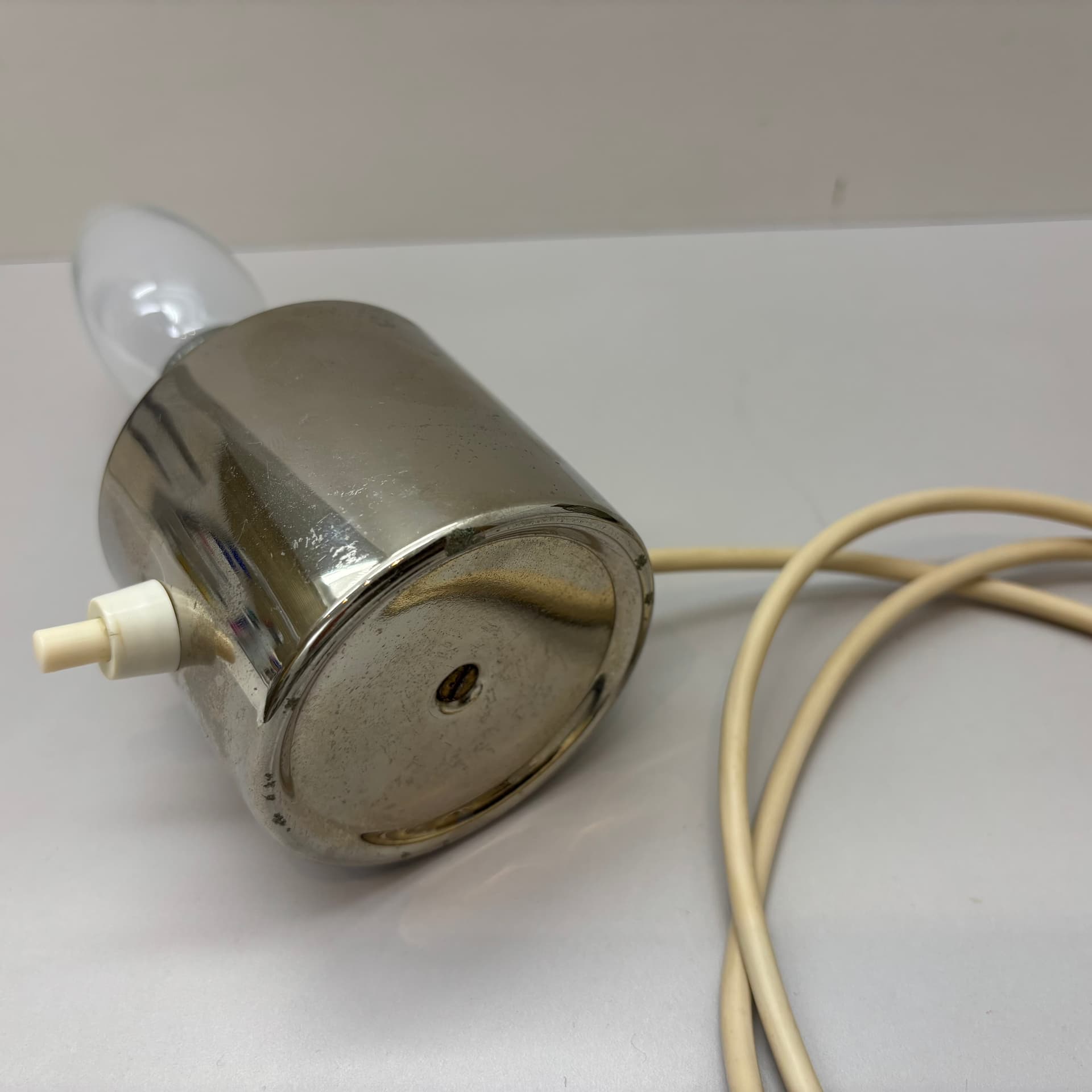 Lampka stołowa, srebrny, mosiądz chromowany, szkło, Niemcy, lata 70. - 94697