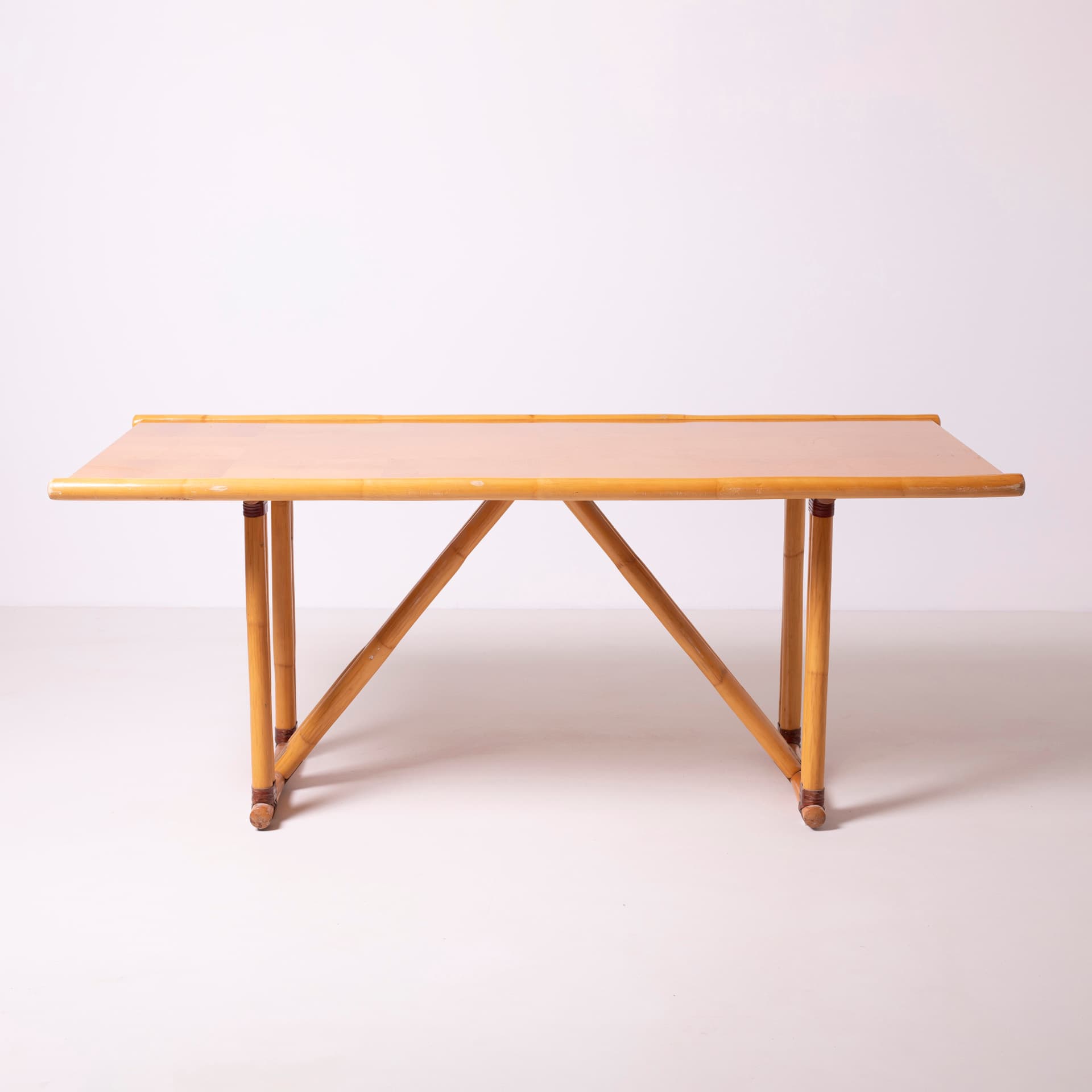 Dining Table Postmodern, beige bamboo, Italy, 1980s. - 94733