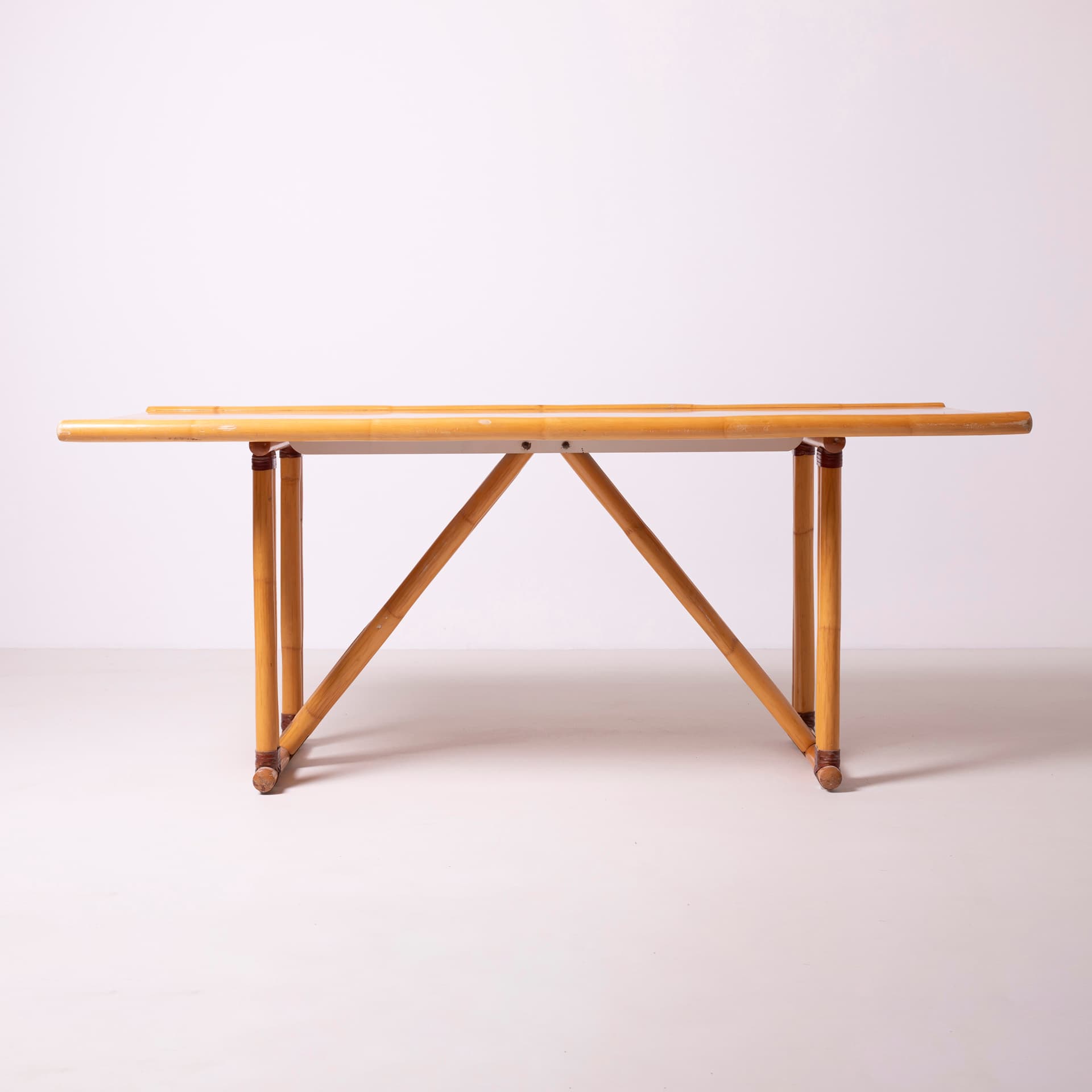 Dining Table Postmodern, beige bamboo, Italy, 1980s. - 94734