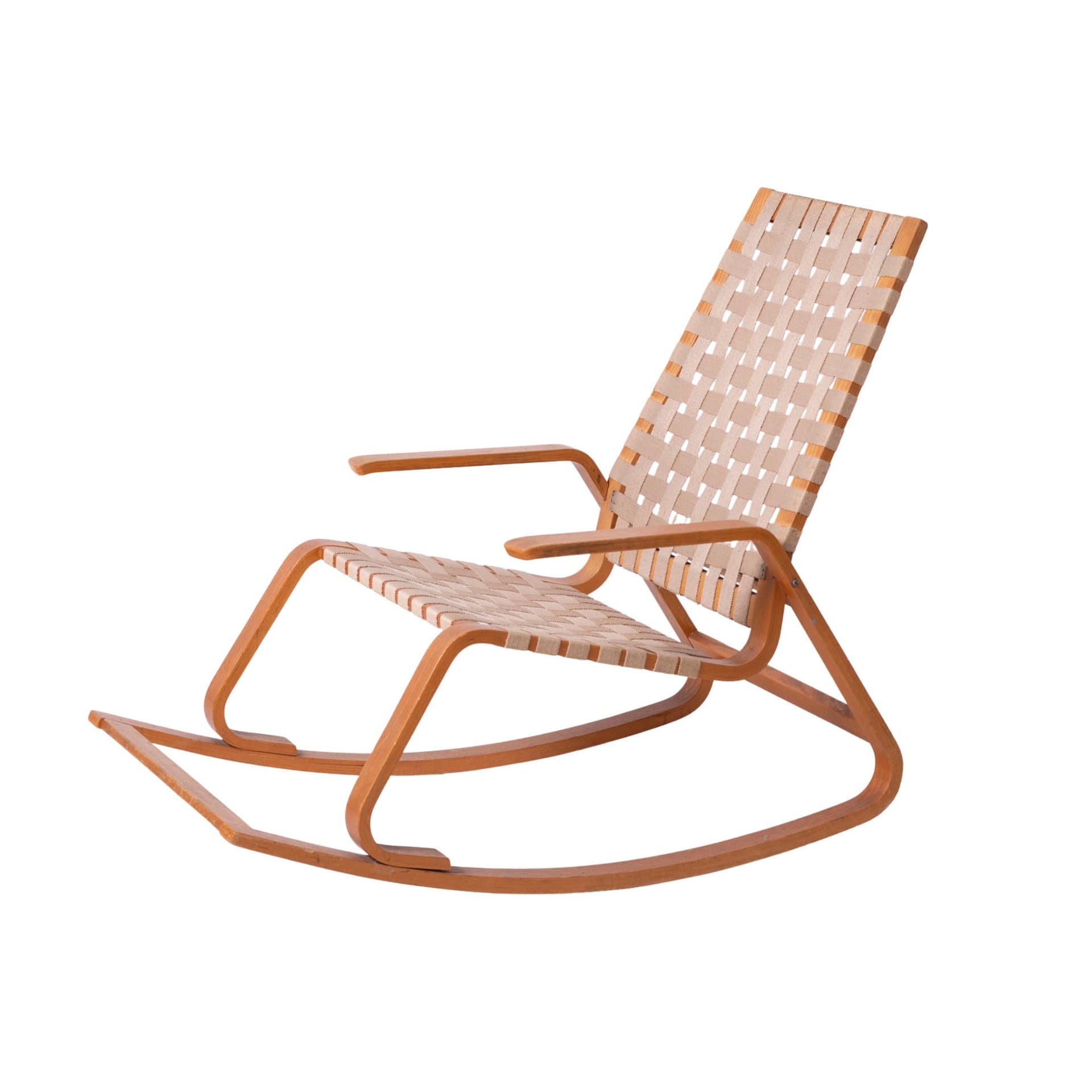 Fotel bujany, jesion beżowy, proj. L. Volák, Dřevopodnik Holešov, Czechosłowacja, lata 60.