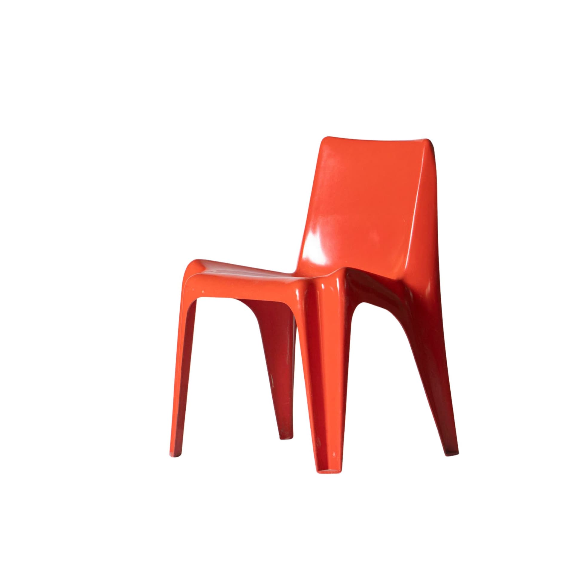 Chair Bofinger BA1171, orange plastic, by H. Batzner, Germany, 1960s.