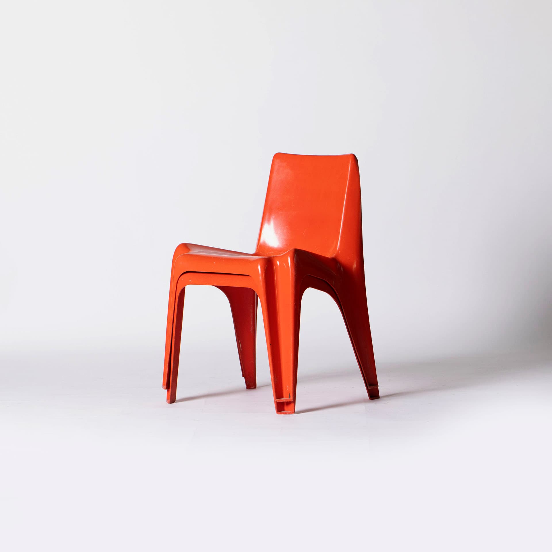 Chair Bofinger BA1171, orange plastic, by H. Batzner, Germany, 1960s. - 95501