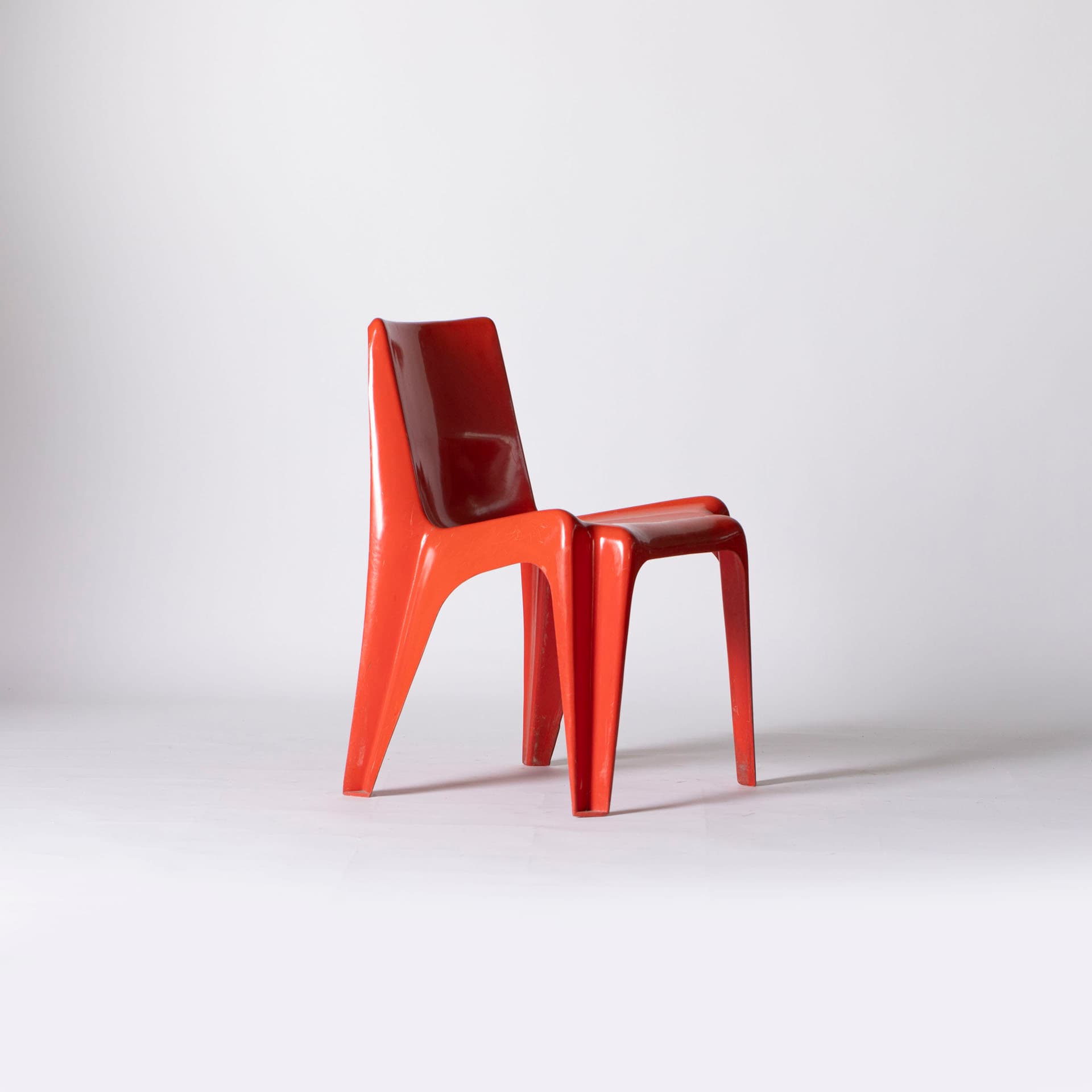 Chair Bofinger BA1171, orange plastic, by H. Batzner, Germany, 1960s. - 95503