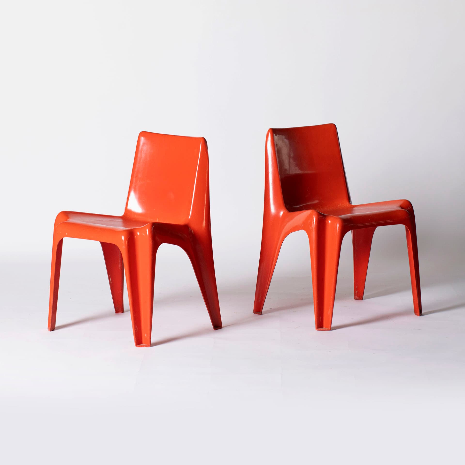 Chair Bofinger BA1171, orange plastic, by H. Batzner, Germany, 1960s. - 95500