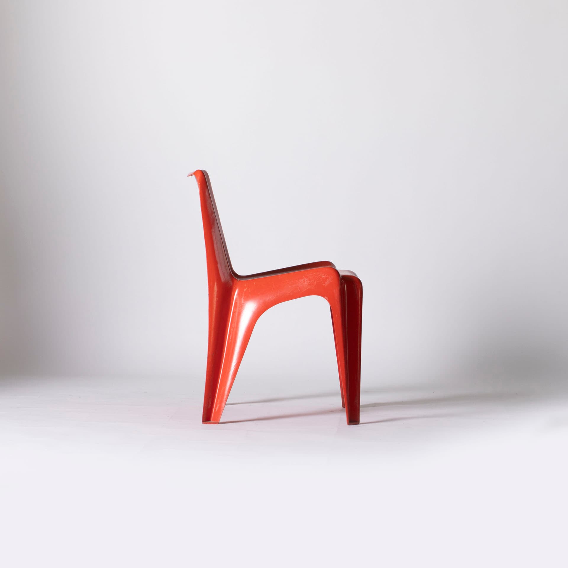 Chair Bofinger BA1171, orange plastic, by H. Batzner, Germany, 1960s. - 95504