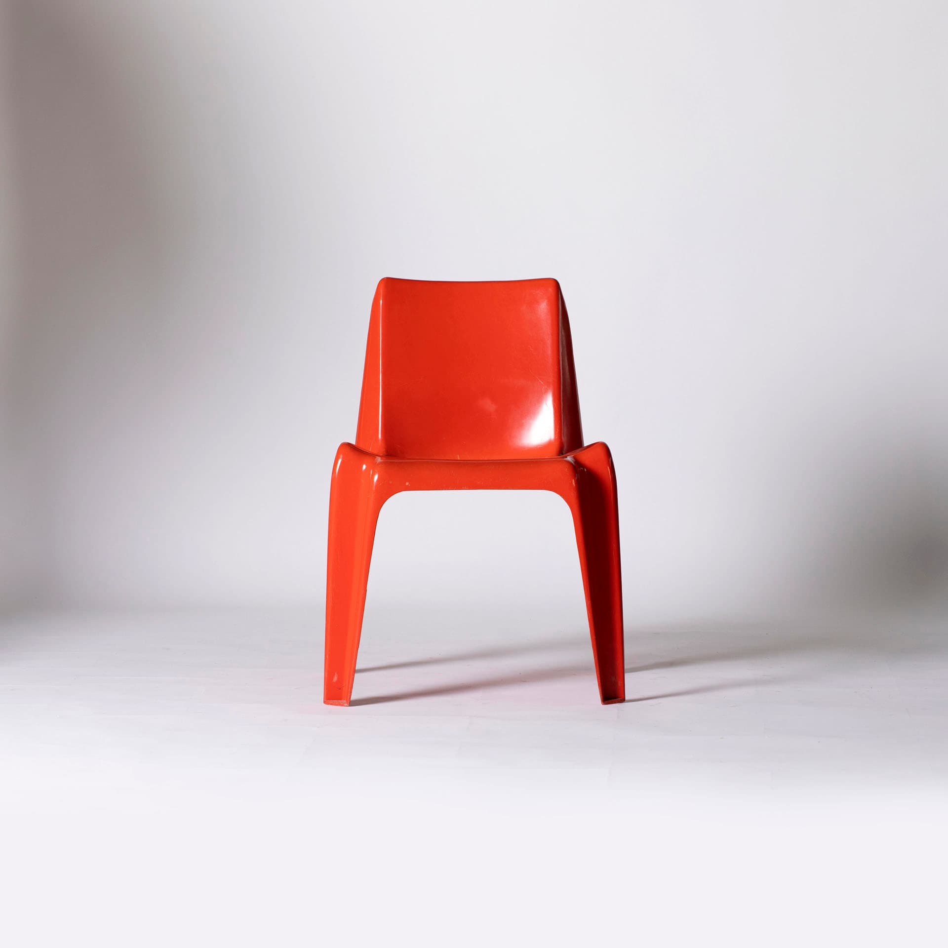 Chair Bofinger BA1171, orange plastic, by H. Batzner, Germany, 1960s. - 95502