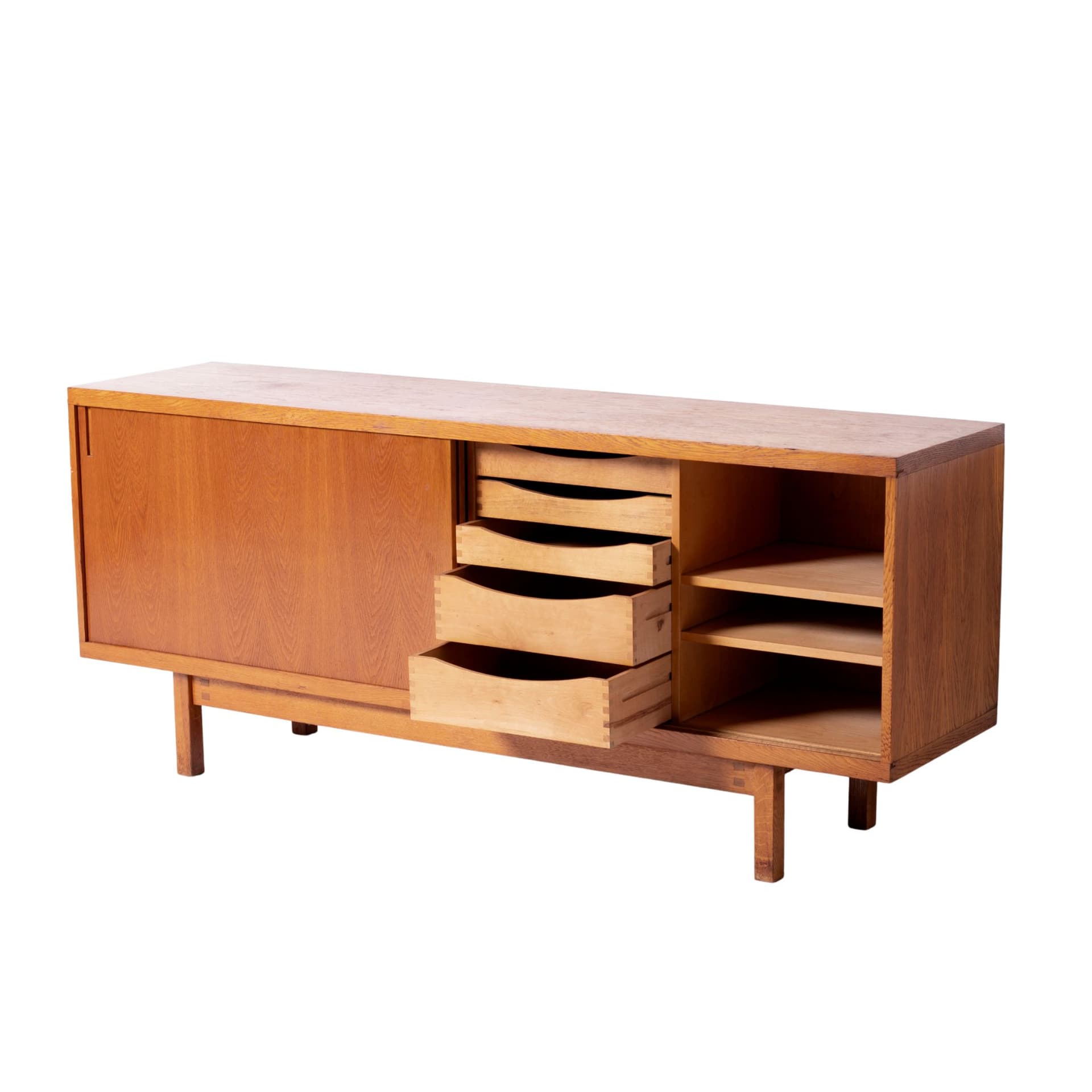 Sideboard ULU, light brown oak, Czechoslovakia, 1960s.