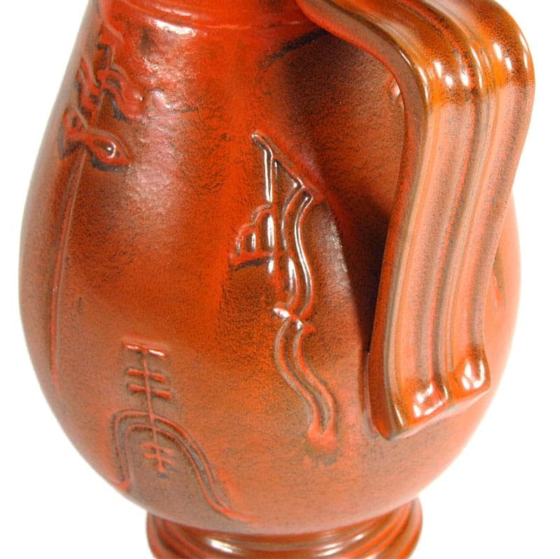 Czerwony wazon fajansowy, Art Deco, Niemcy, lata 30. - 7149