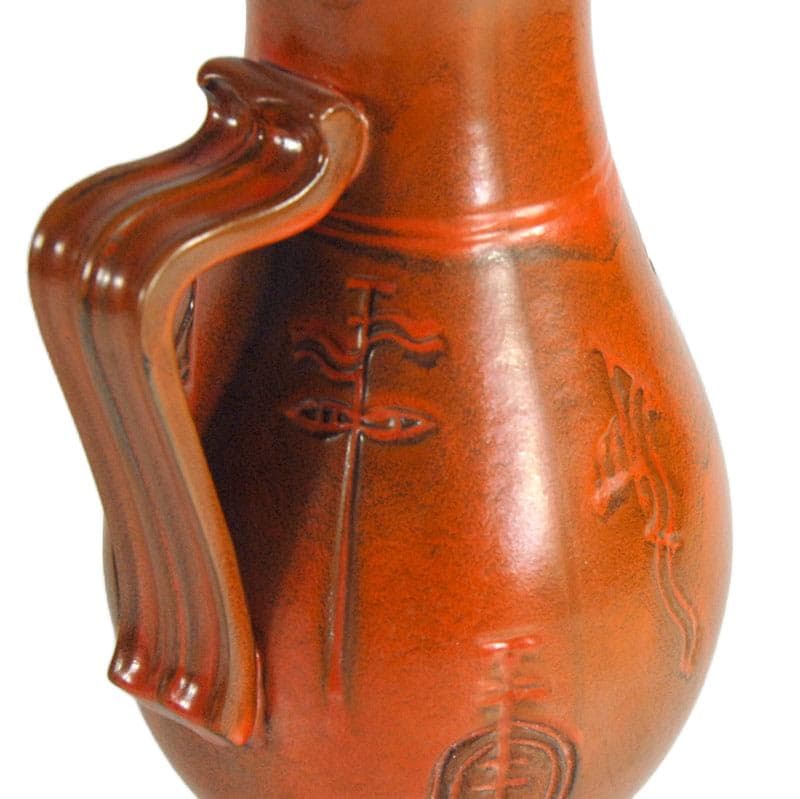 Czerwony wazon fajansowy, Art Deco, Niemcy, lata 30. - 7148