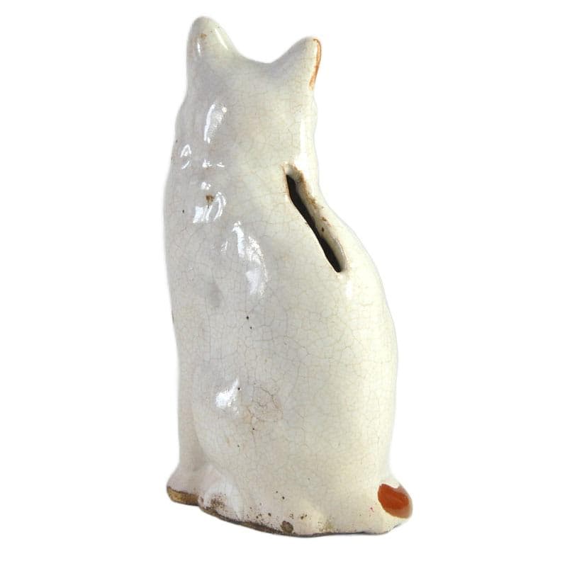 Kremowobiały ceramiczny kot skarbonka, Staffordshire, Anglia, XVIII/XIX w. - 7131