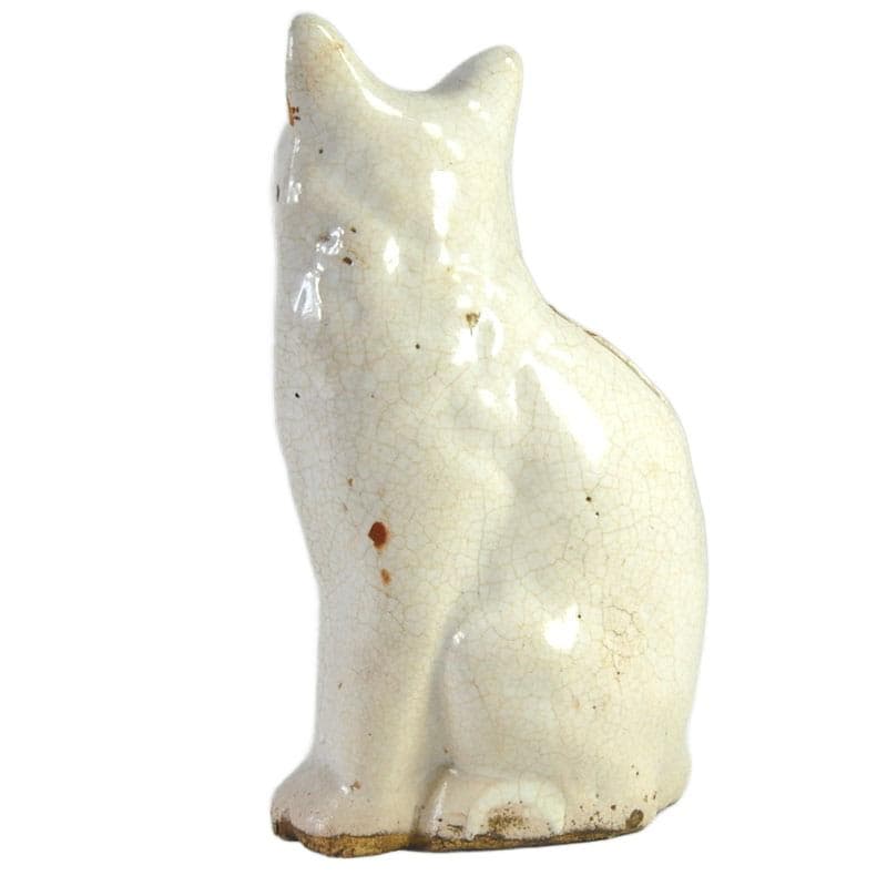 Kremowobiały ceramiczny kot skarbonka, Staffordshire, Anglia, XVIII/XIX w. - 7130