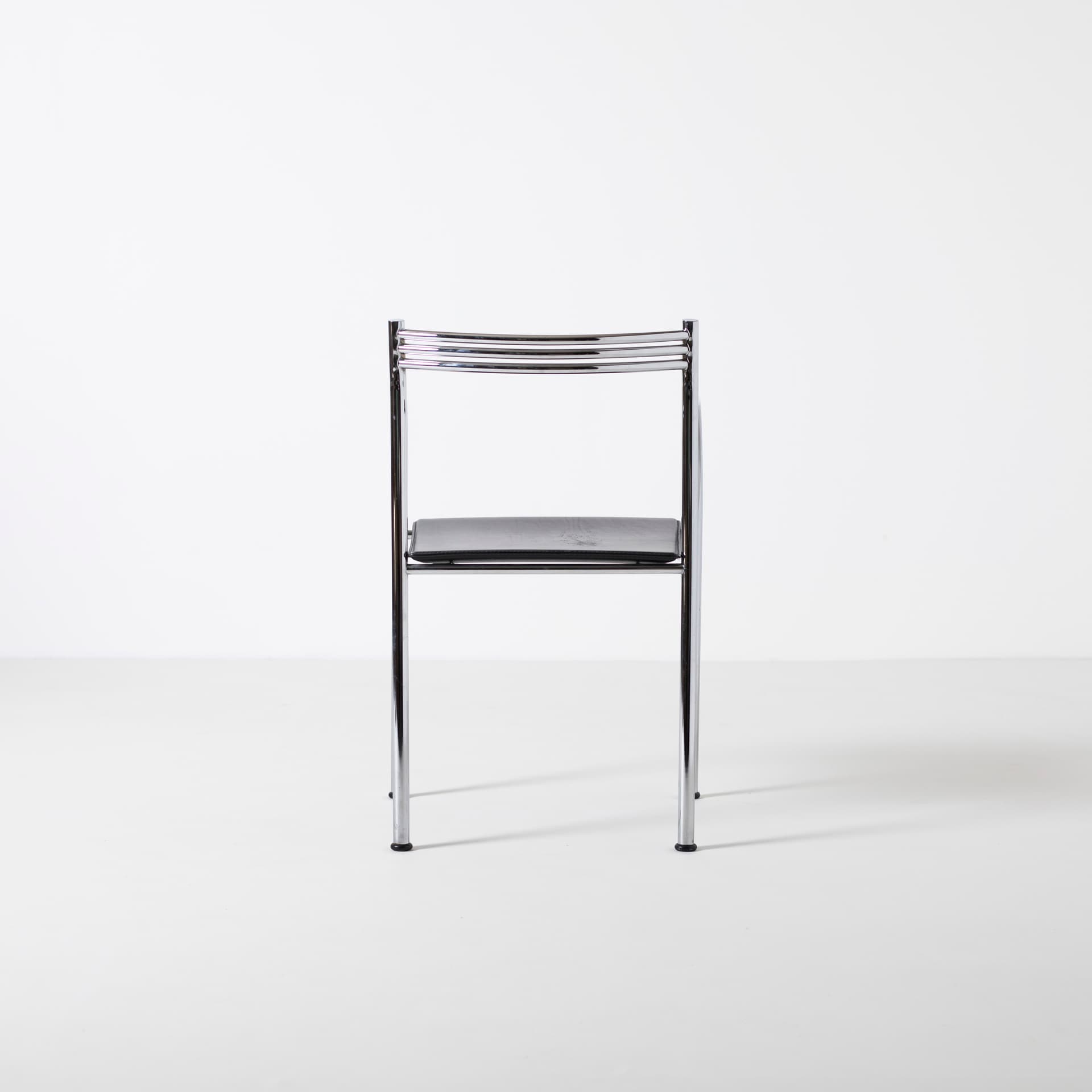 Komplet czterech krzeseł Francesca Spanish, skóra czarna, stal chromowana, proj. P. Starck, Baleri, Włochy, lata 80. - 96128