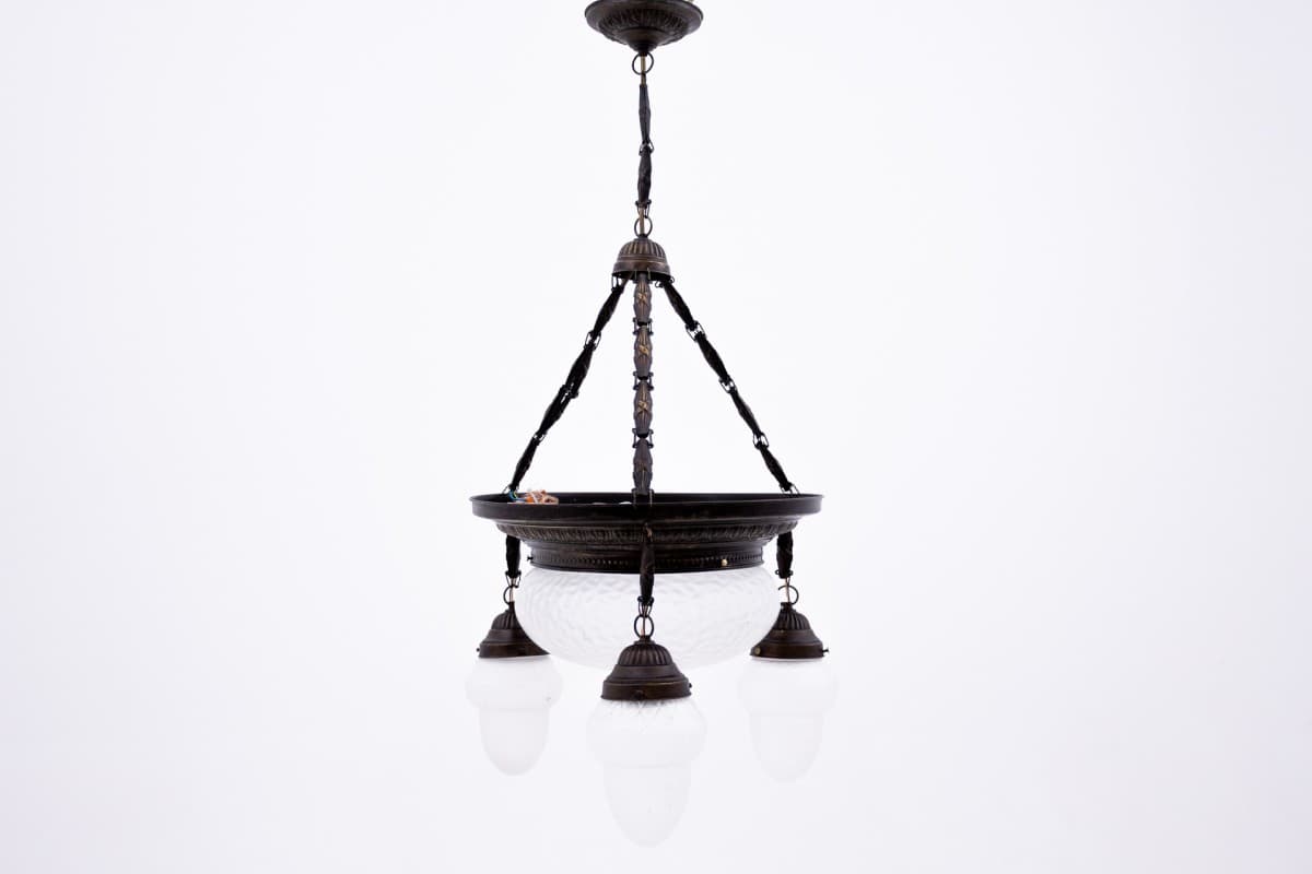 Brown Art Deco Chandelier, Poland, 1940s - 57804