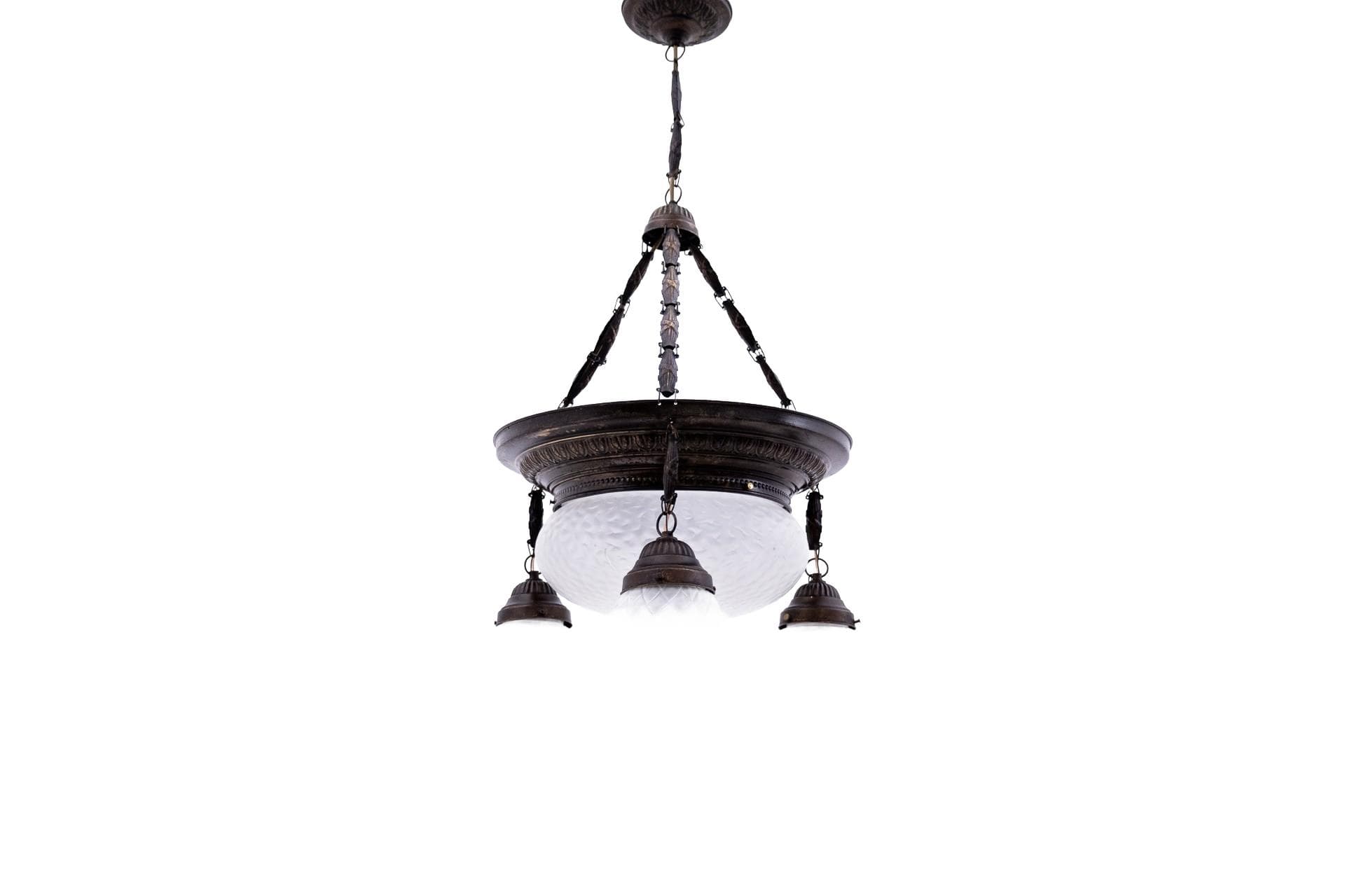 Brown Art Deco Chandelier, Poland, 1940s