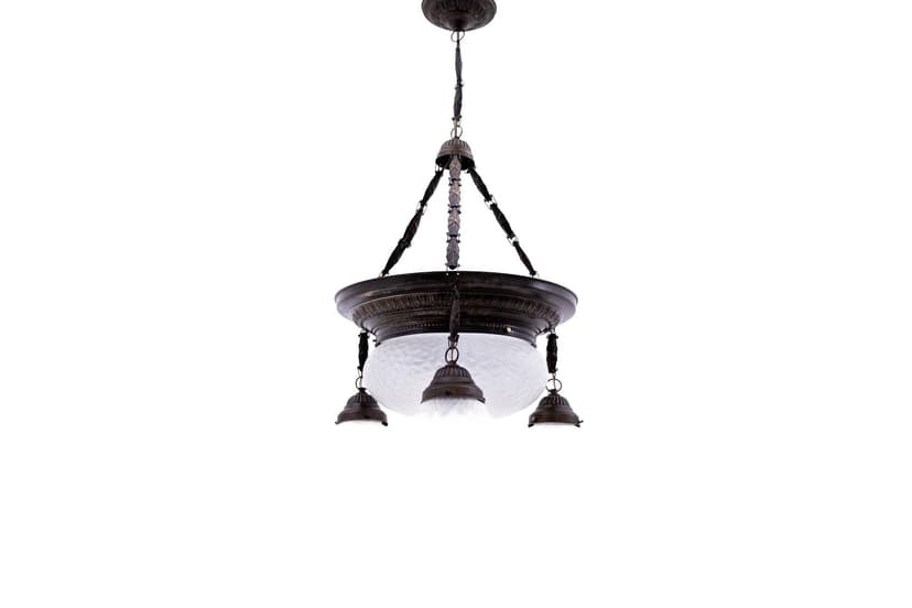 Brązowy żyrandol art déco, Polska, lata 40.