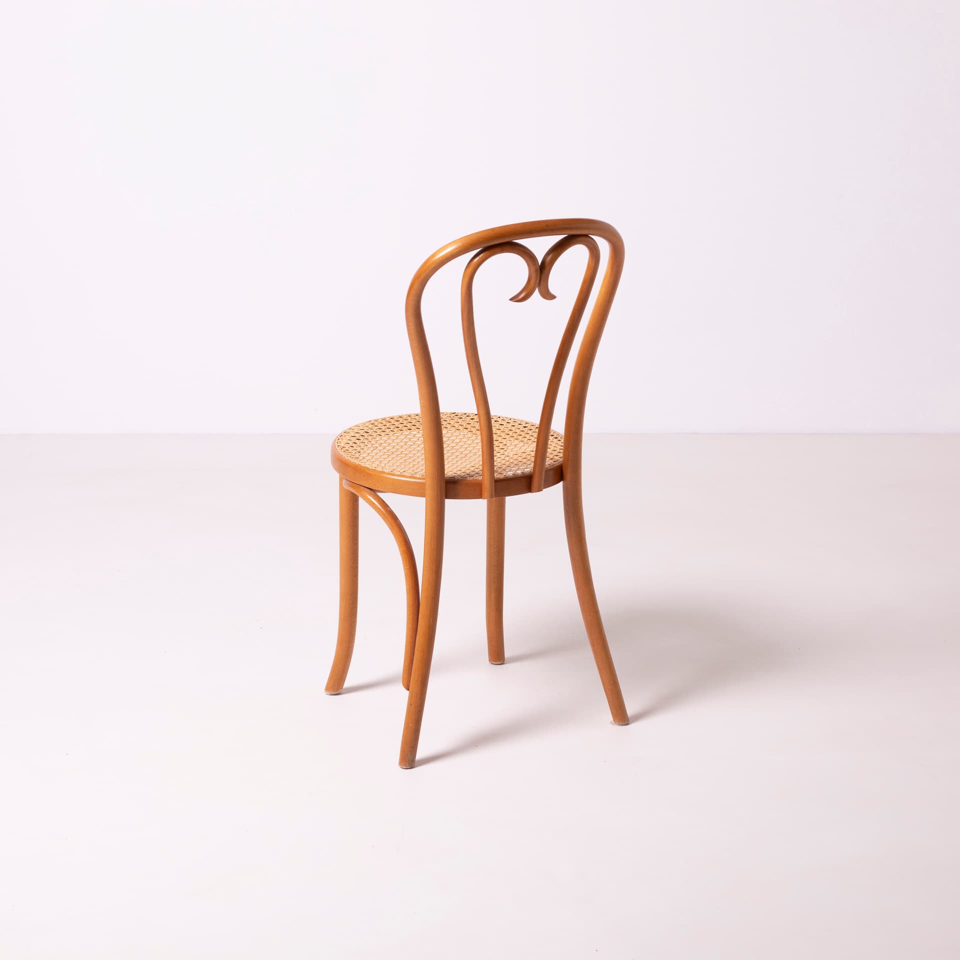 Set of Heart chairs, light brown beech, beige rattan, FAMEG Radomsko, Poland, 1980s. - 96264