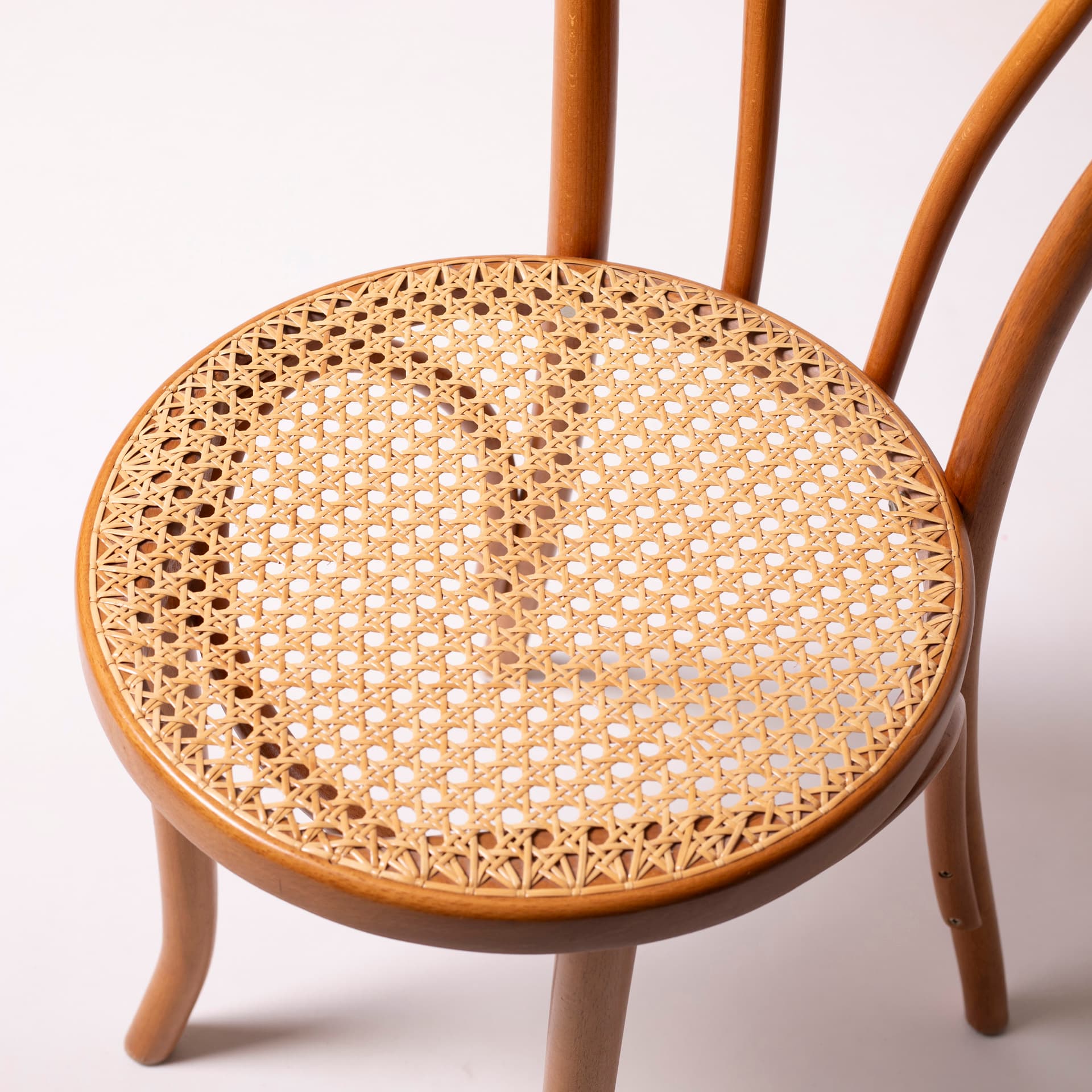 Set of Heart chairs, light brown beech, beige rattan, FAMEG Radomsko, Poland, 1980s. - 96267