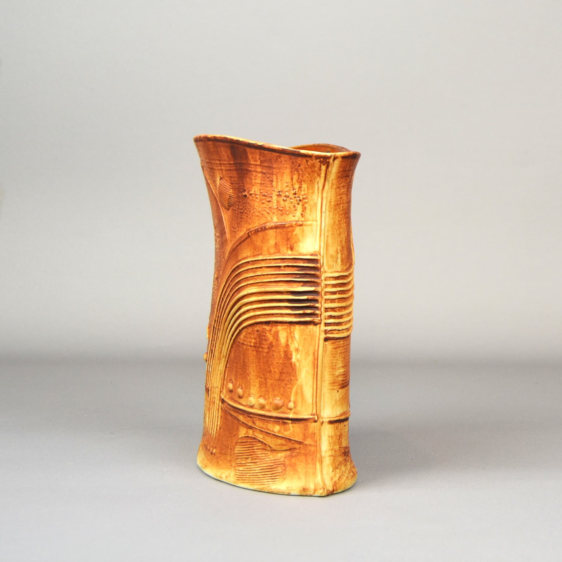 Wazon Terra, brązowy, kamionka, proj. B. Vallien, Rörstrand, Szwecja, lata 70. - 754