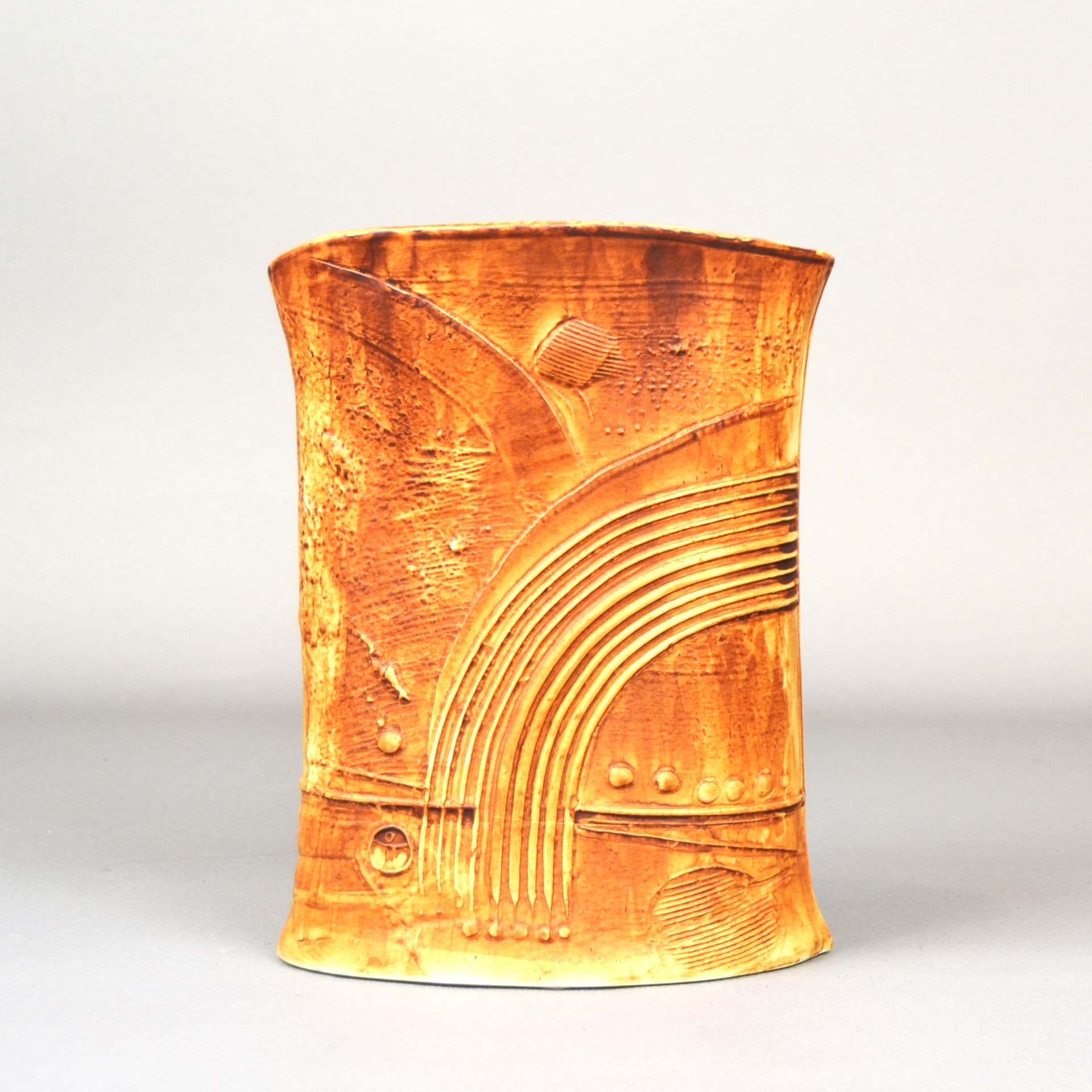 Wazon Terra, brązowy, kamionka, proj. B. Vallien, Rörstrand, Szwecja, lata 70. - 753