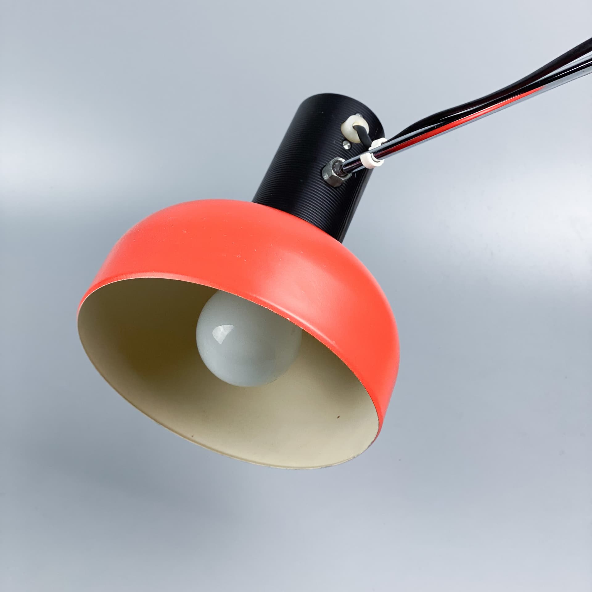 Desk lamp, orange metal, by J. Hůrka, Napako, Czechoslovakia, 1960s. - 96824