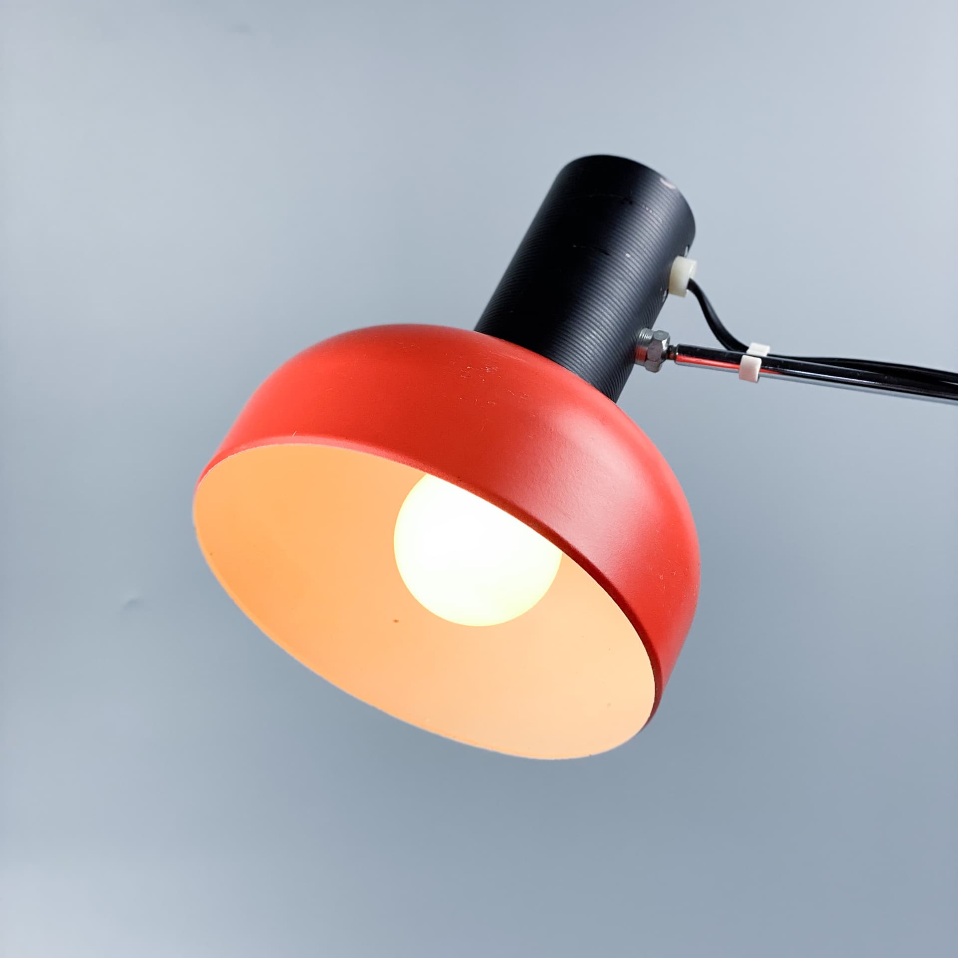 Desk lamp, orange metal, by J. Hůrka, Napako, Czechoslovakia, 1960s. - 96826