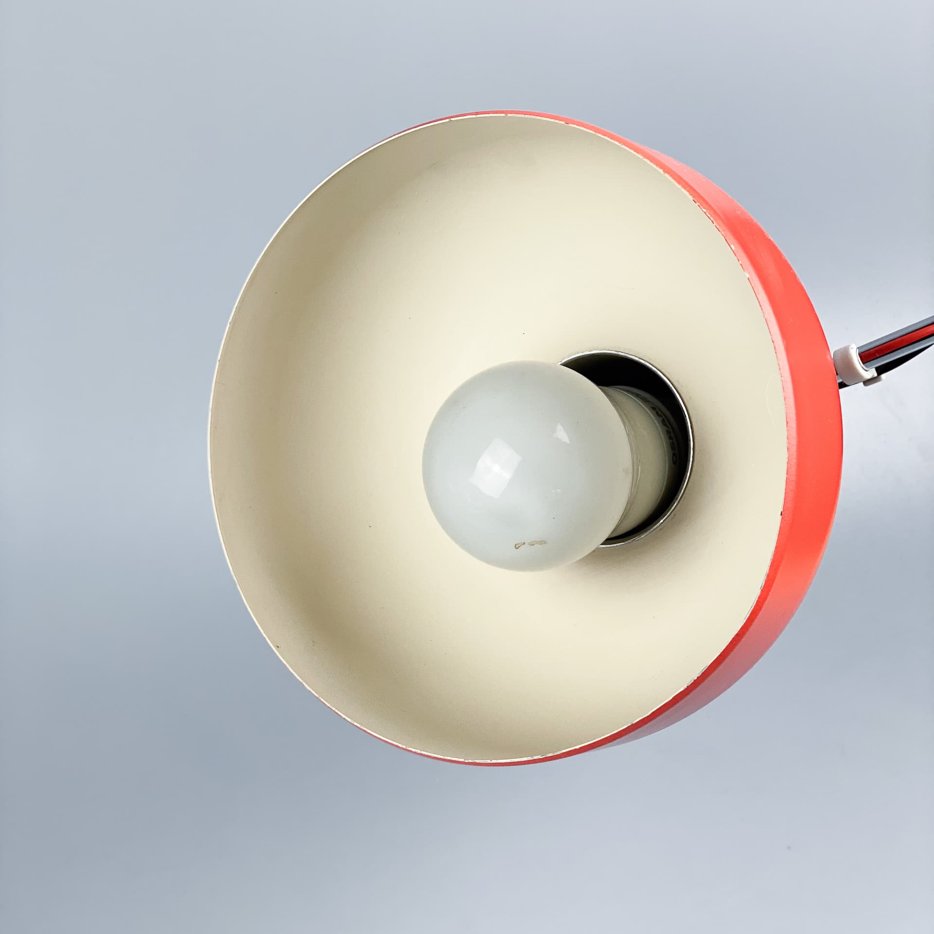 Desk lamp, orange metal, by J. Hůrka, Napako, Czechoslovakia, 1960s. - 96827