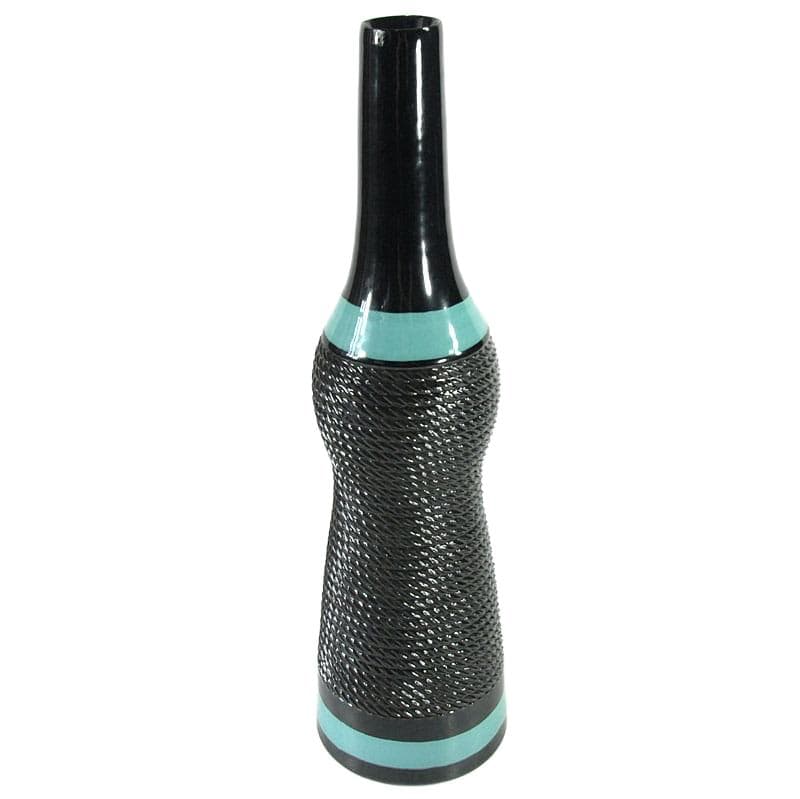Black Ceramic Vase with Turquoise Accents, Italy, 1960s - 7187