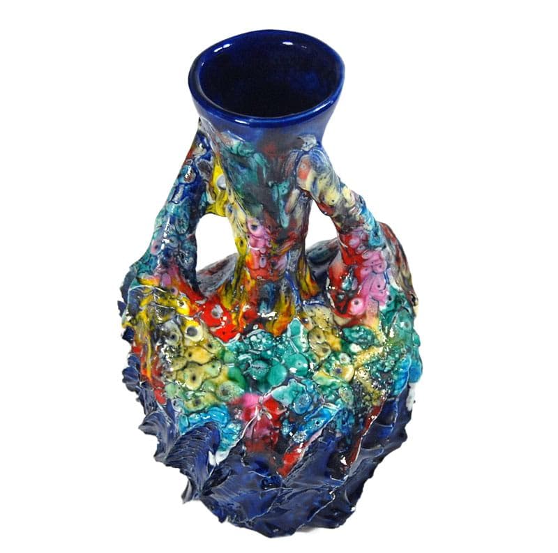 Kolorowy wazon ceramiczny, Vallauris, Francja, lata 60. - 7202