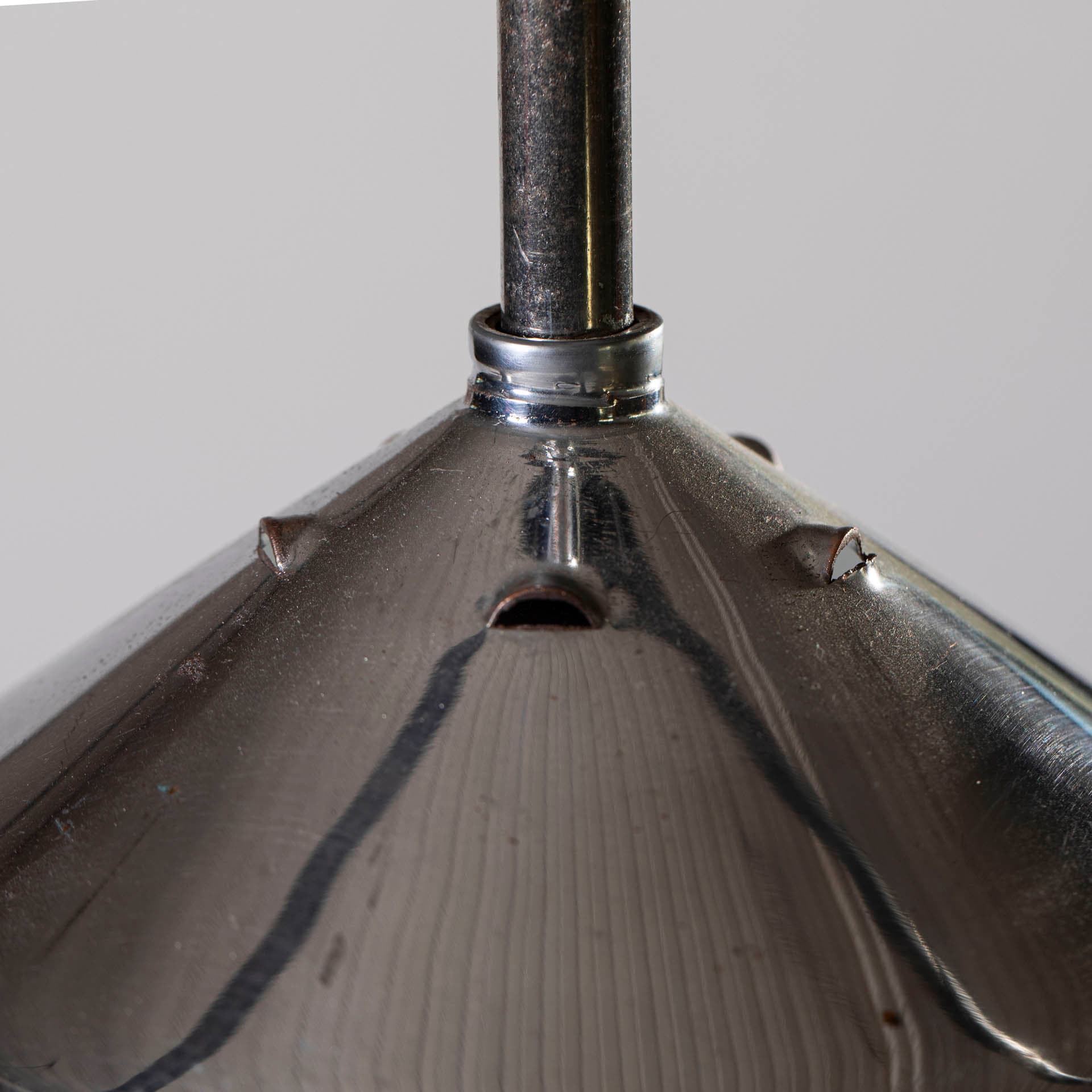 Lampa wisząca Bauhaus, szkło opalowe białe, stal chromowana, Napako, Czechosłowacja, lata 30. - 97318