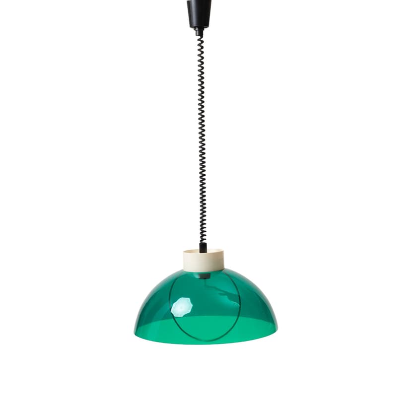 Lampa wisząca Space Age, zielony, pleksi, Polam, Polska, lata 70.