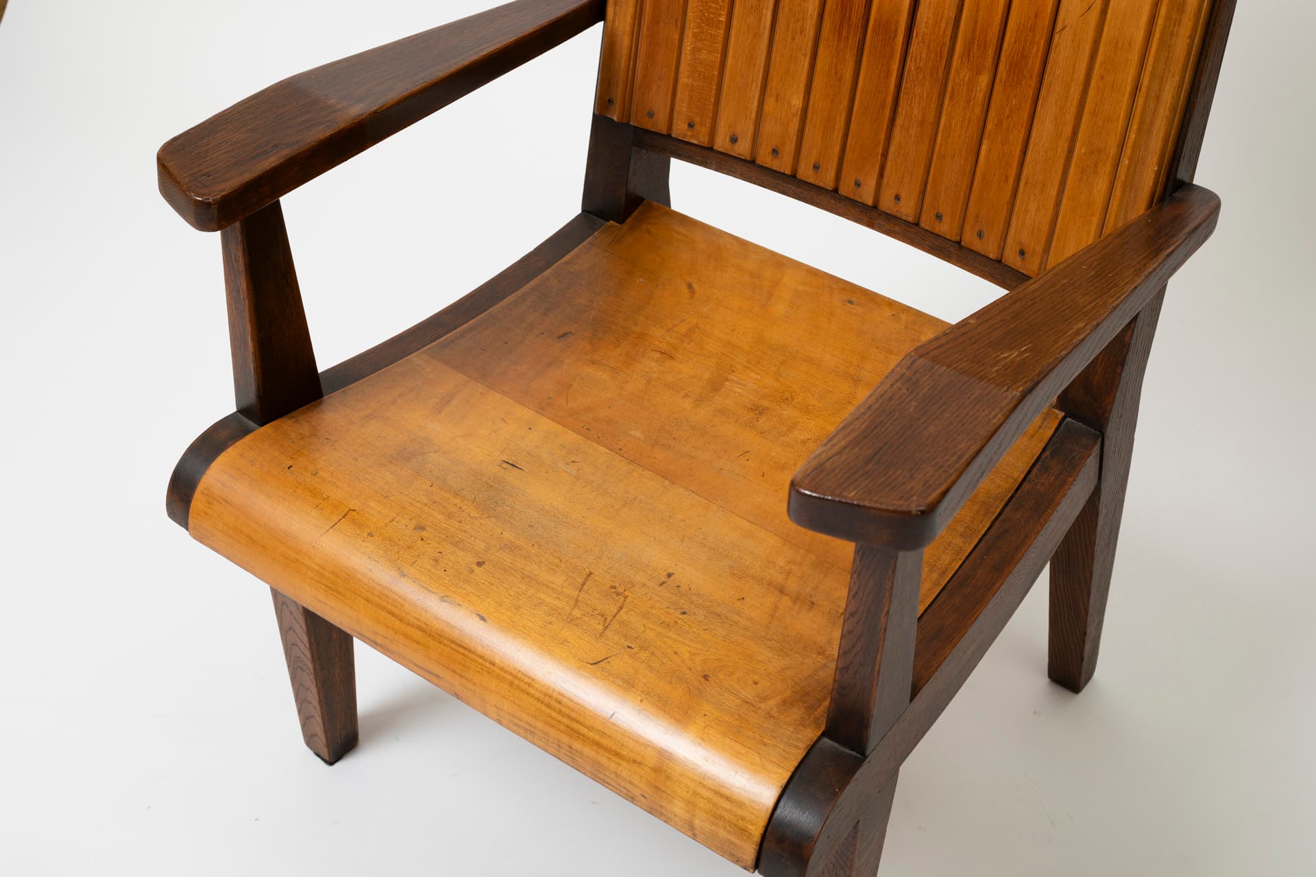 Fotel, dąb jasnobrązowy, proj. O. Szlekys, Polska, lata 60. - 97424