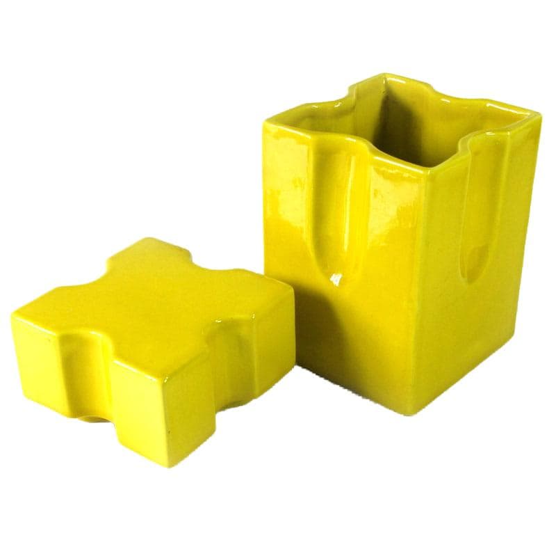 Cytrynowo-żółty pojemnik ceramiczny, proj. A. Riguccini, Włochy, lata 70. - 7243