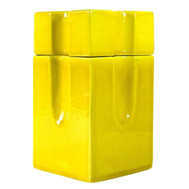 Cytrynowo-żółty pojemnik ceramiczny, proj. A. Riguccini, Włochy, lata 70. - WYMIARY