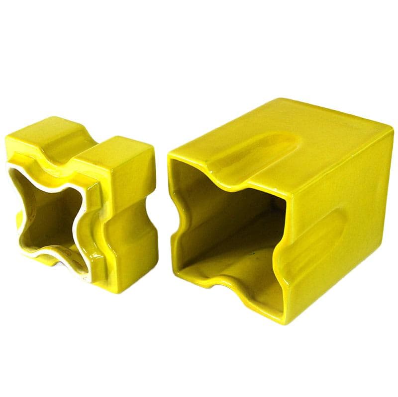 Cytrynowo-żółty pojemnik ceramiczny, proj. A. Riguccini, Włochy, lata 70. - 7247