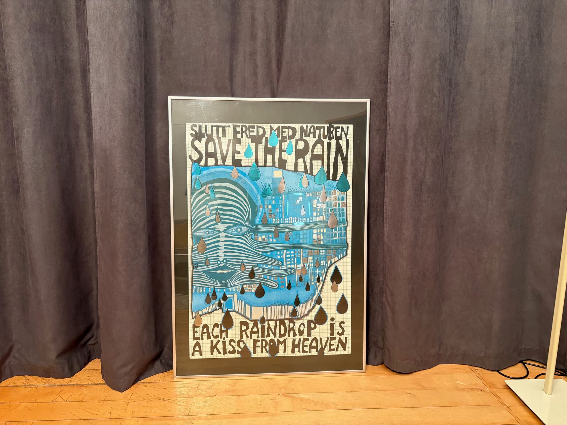 Poster Save the Rain 85x59.5 cm, multicolor paper, by F. Hundertwasser, Switzerland, 1980s. - 98009