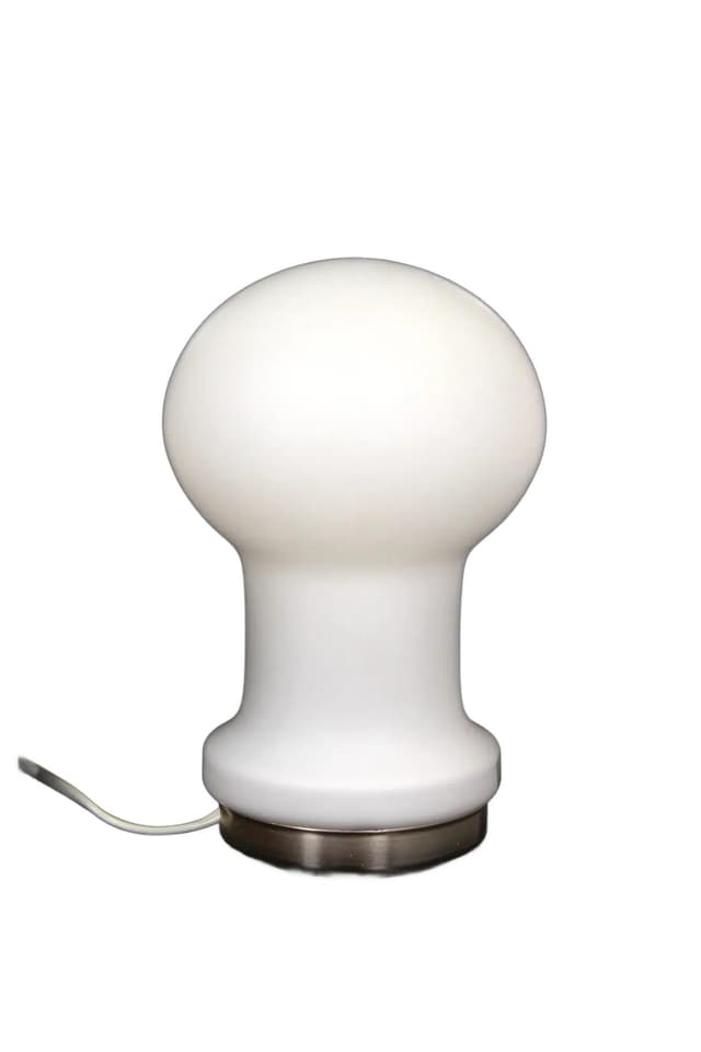 Lampa stołowa, biała, szkło, Czechosłowacja, lata 70. - WYMIARY