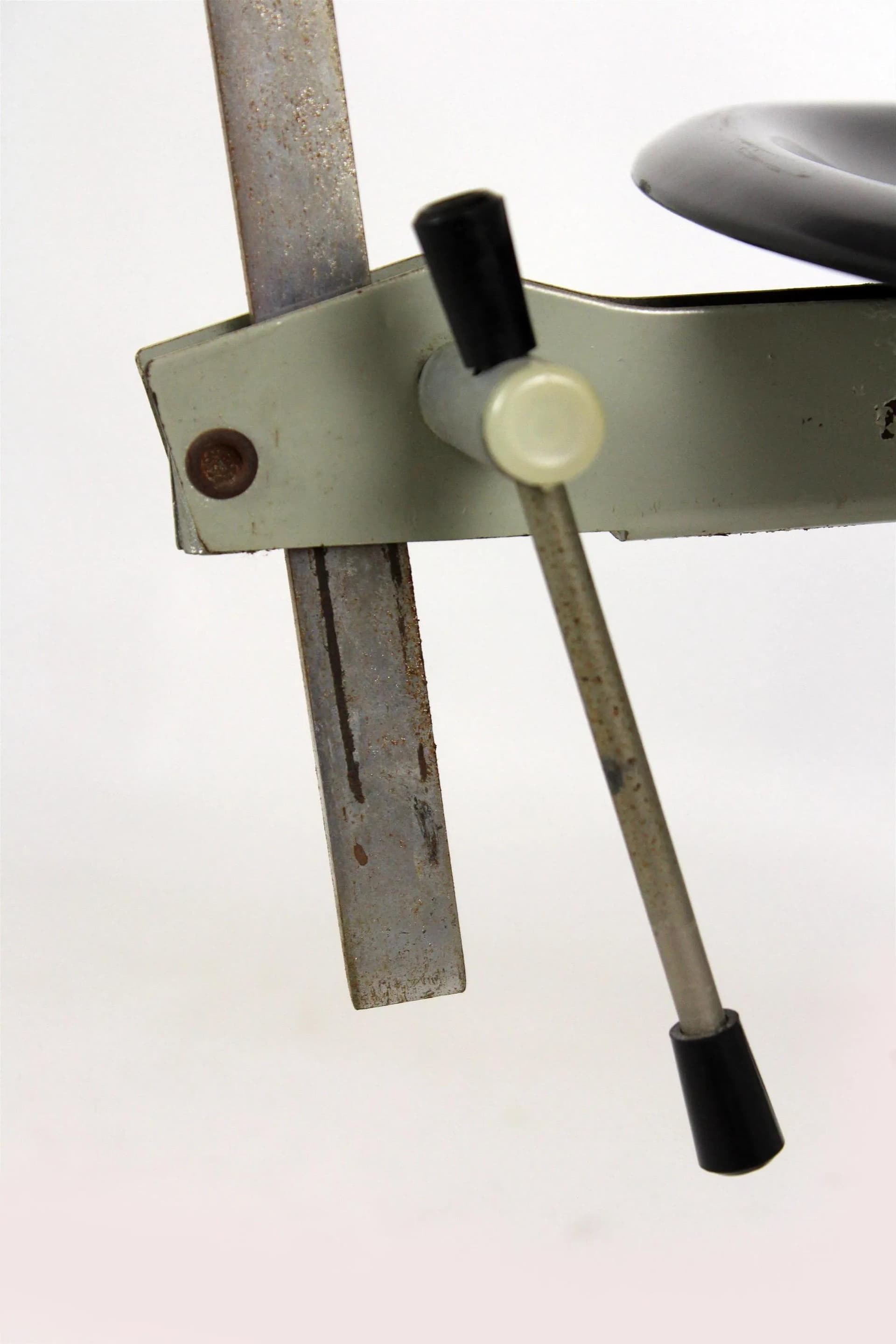 Swivel Chair Industrial, black plastic, grey steel, Czechoslovakia, 1970s. - 98146