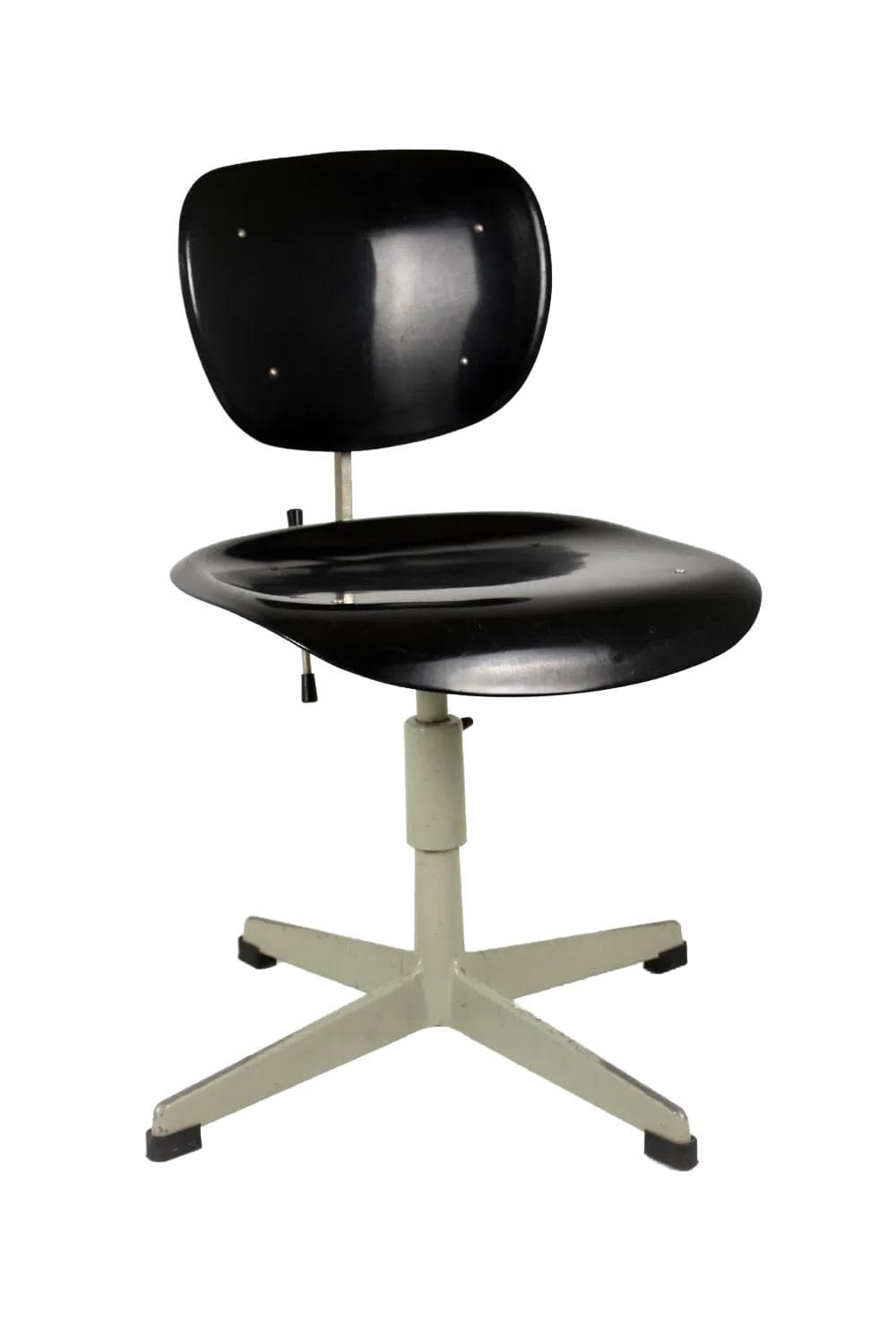 Swivel Chair Industrial, black plastic, grey steel, Czechoslovakia, 1970s.