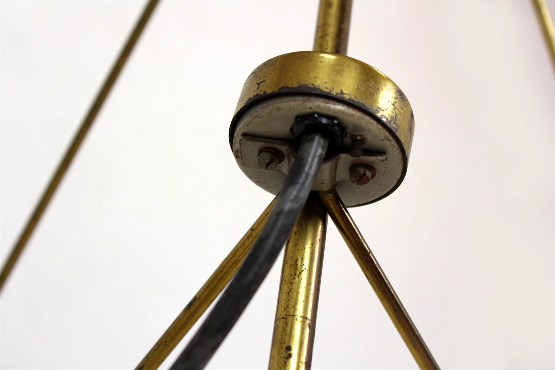 Lampa podłogowa Żyrafa, metal beżowy, proj. J. Hurka, Napako, Czechosłowacja, lata 60. - 98141