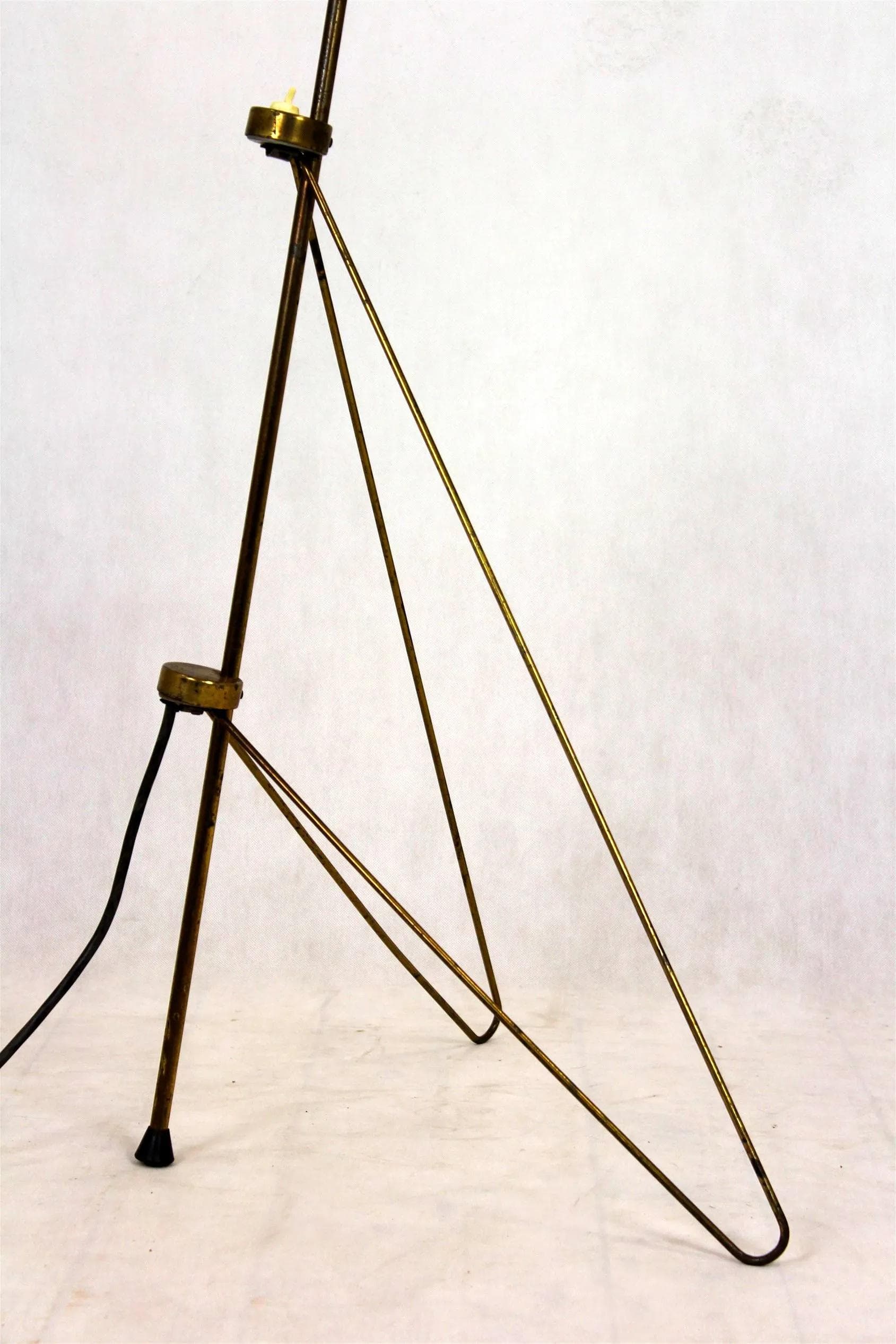 Lampa podłogowa Żyrafa, metal beżowy, proj. J. Hurka, Napako, Czechosłowacja, lata 60. - 98142