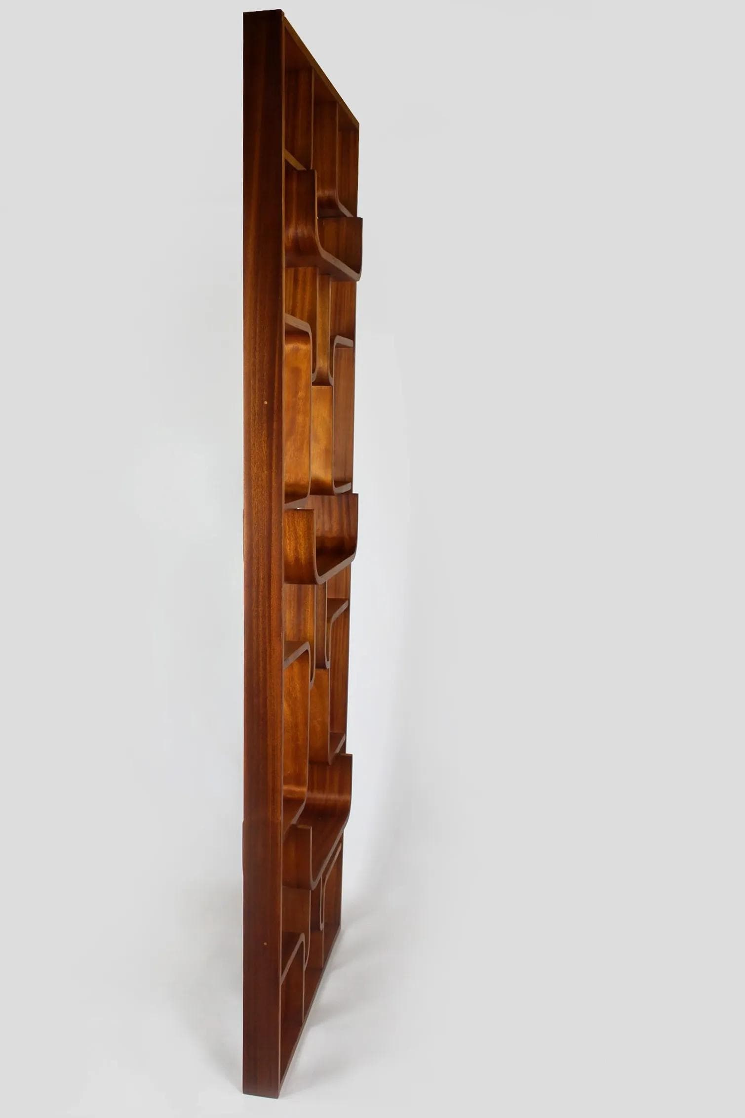 Regał ścianka, brązowy, sklejka, proj. L. Volak, Czechy, lata 60. - 98130