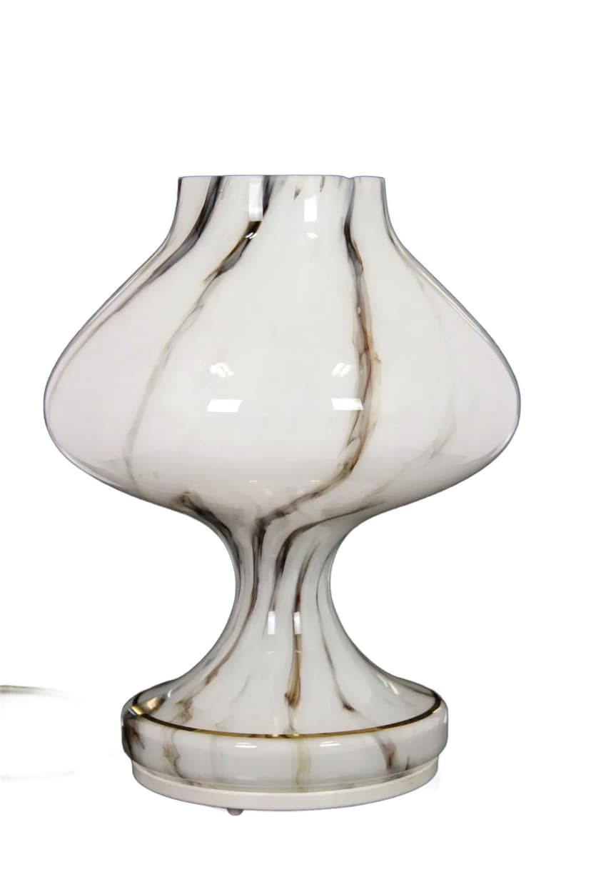 Lampa stołowa, szkło białe, proj. Š. Tabery, OPP Jihlava, Czechy, lata 70.